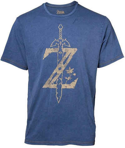 The Legend of Zelda Print-Shirt Nintendo Legend Zelda Breath of The Wild Men's Z Logo Faux Denim Herren +Jugendliche blau Gr. S M L XL XXL