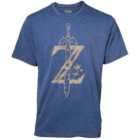 The Legend of Zelda Print-Shirt Nintendo Legend Zelda Breath of The Wild Men's Z Logo Faux Denim Herren +Jugendliche blau Gr. S M L XL XXL