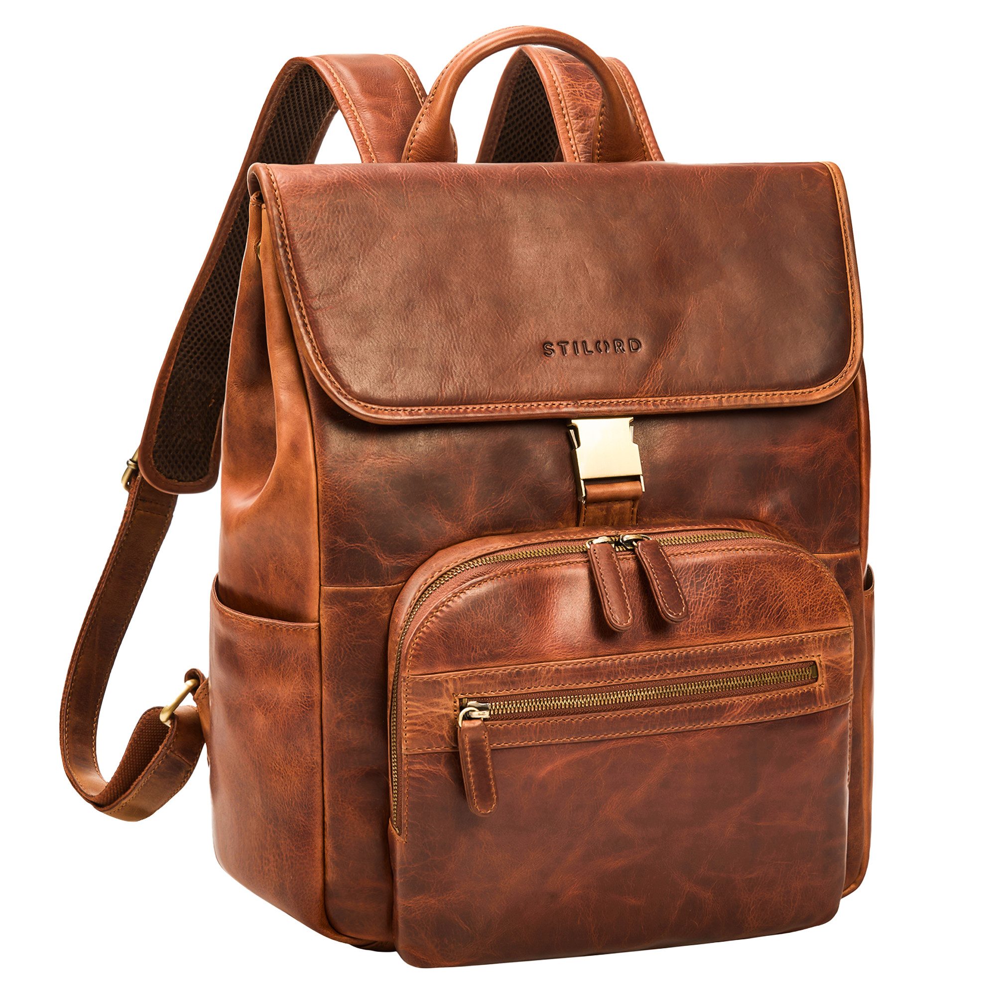 STILORD Notebookrucksack "Santino" Großer Vintage Leder-Rucksack 15.6 Zoll für Damen & Herren