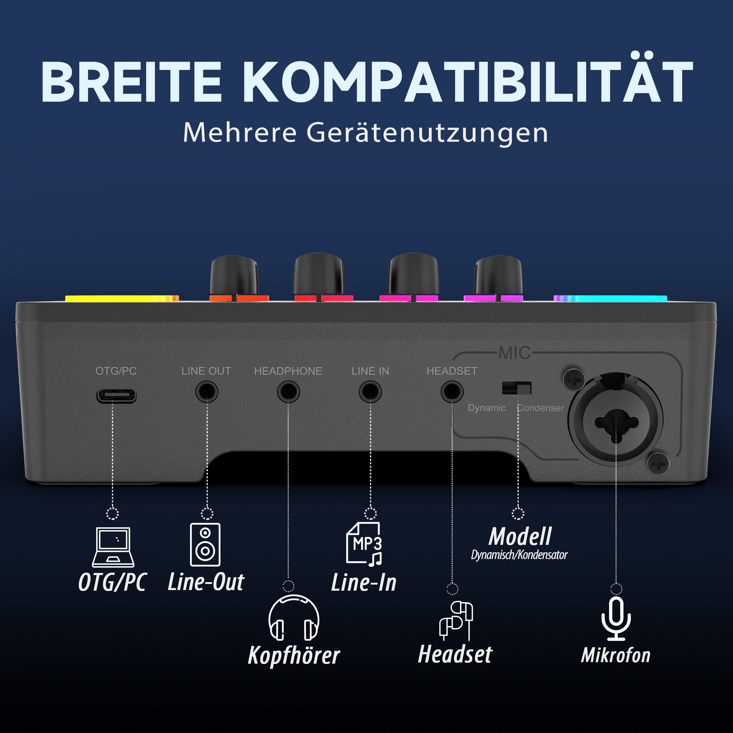 FIFINE Mischpult Mischpult Gaming Audio Mixer, Streaming PC Mixer für Podcast, Gesang, individuelle Steuerung, Stummschaltungstaste, 48V Phantomspeisung – Bild 4 von 5