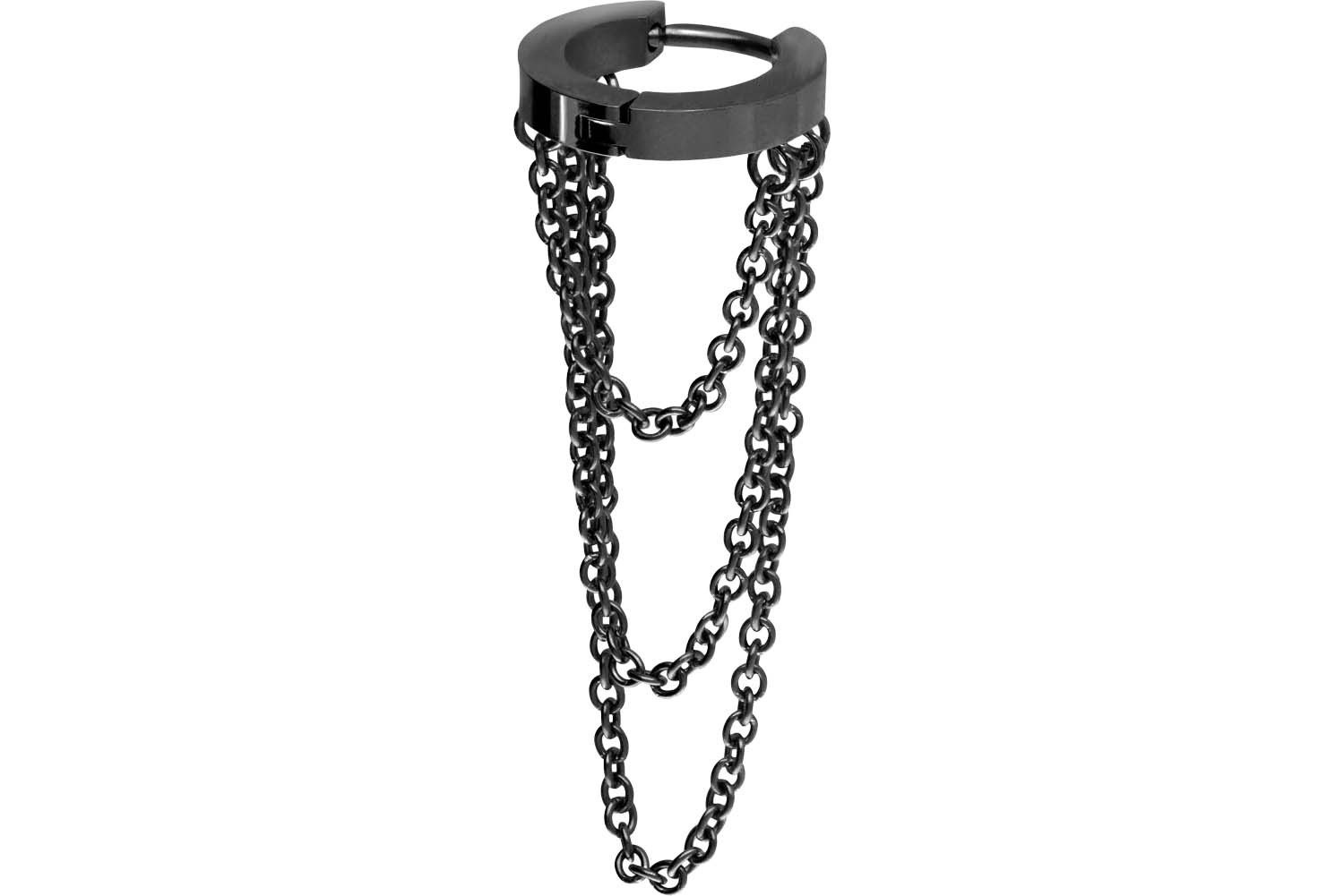 PIERCINGLINE Single-Ohrstecker Chirurgenstahl Ohrclicker 3 KETTEN (Clicker, 1-tlg), Ohrpiercing für Conch, Helix, Tragus, Daith, Lobe