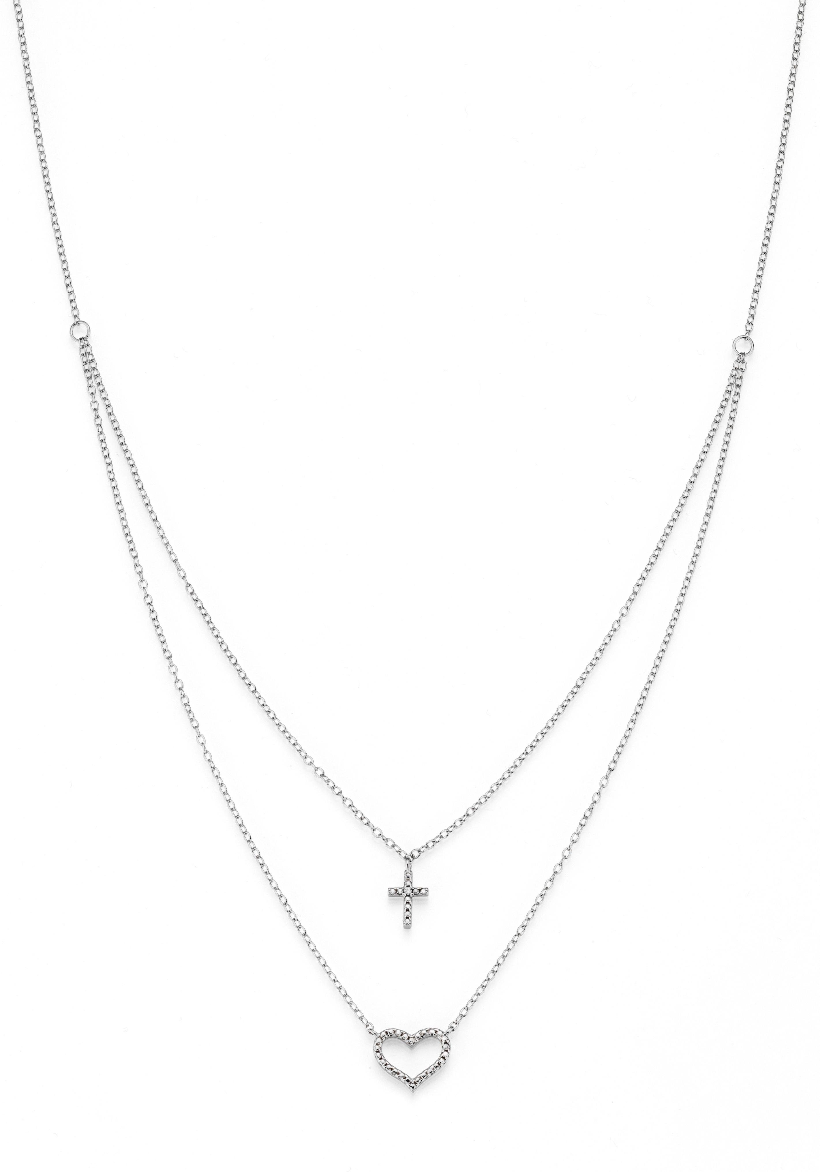 Firetti Kette mit Anhänger Schmuck Geschenk Silber 925 Halsschmuck Halskette Ankerkette Kreuz, mit Zirkonia (synth)