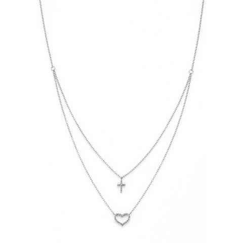 Firetti Kette mit Anhänger Schmuck Geschenk Silber 925 Halsschmuck Halskette Ankerkette Kreuz, mit Zirkonia (synth)