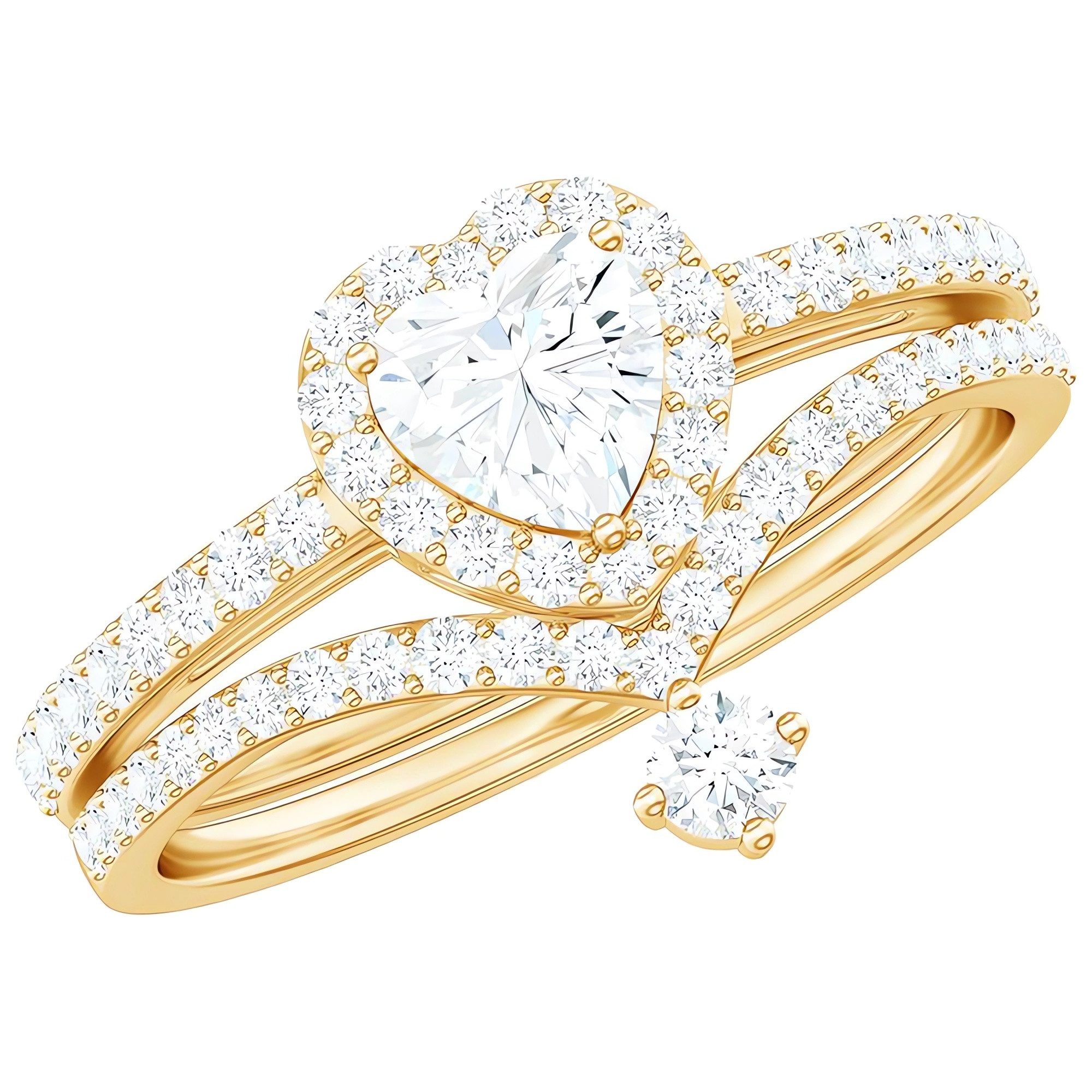 Diamantring 1 karat, Eheringe, Geschenk Ideen für Frau, Herzförmiger Diamant, IGI