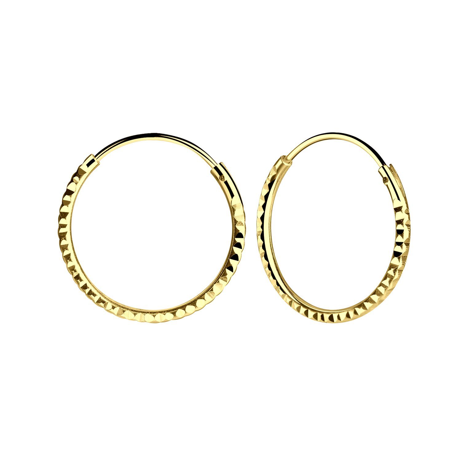 Paar Creolen Diamantschliff in Gold (16 mm), 2-tlg.