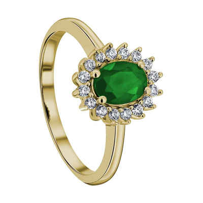 ONE ELEMENT Diamantring 0,25 ct Diamant Brillant Smaragd Ring aus 585 Gelbgold, Damen Gold Schmuck