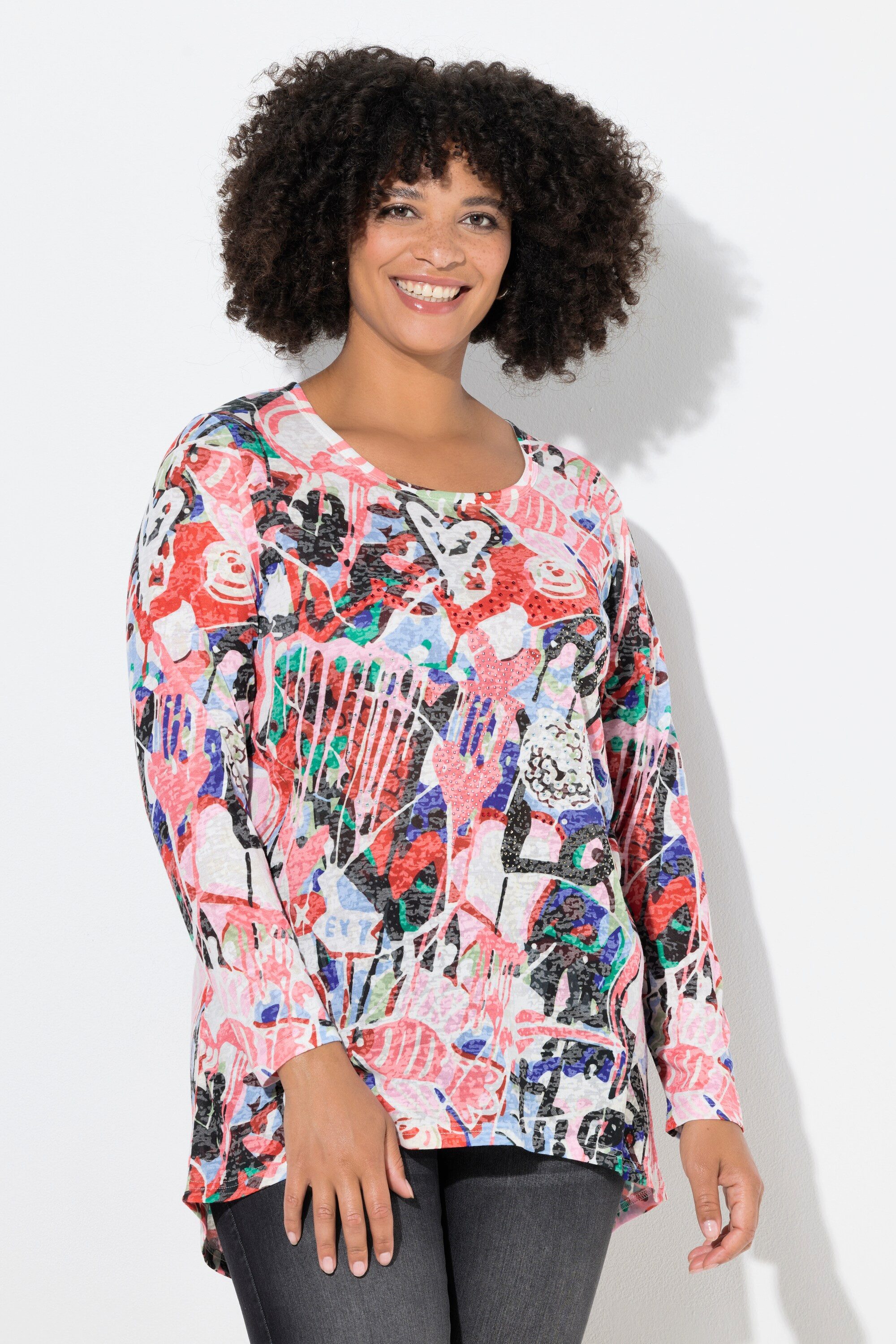 Angel of Style T-Shirt Langarmshirt A-Linie Glitzersteinchen günstig online kaufen