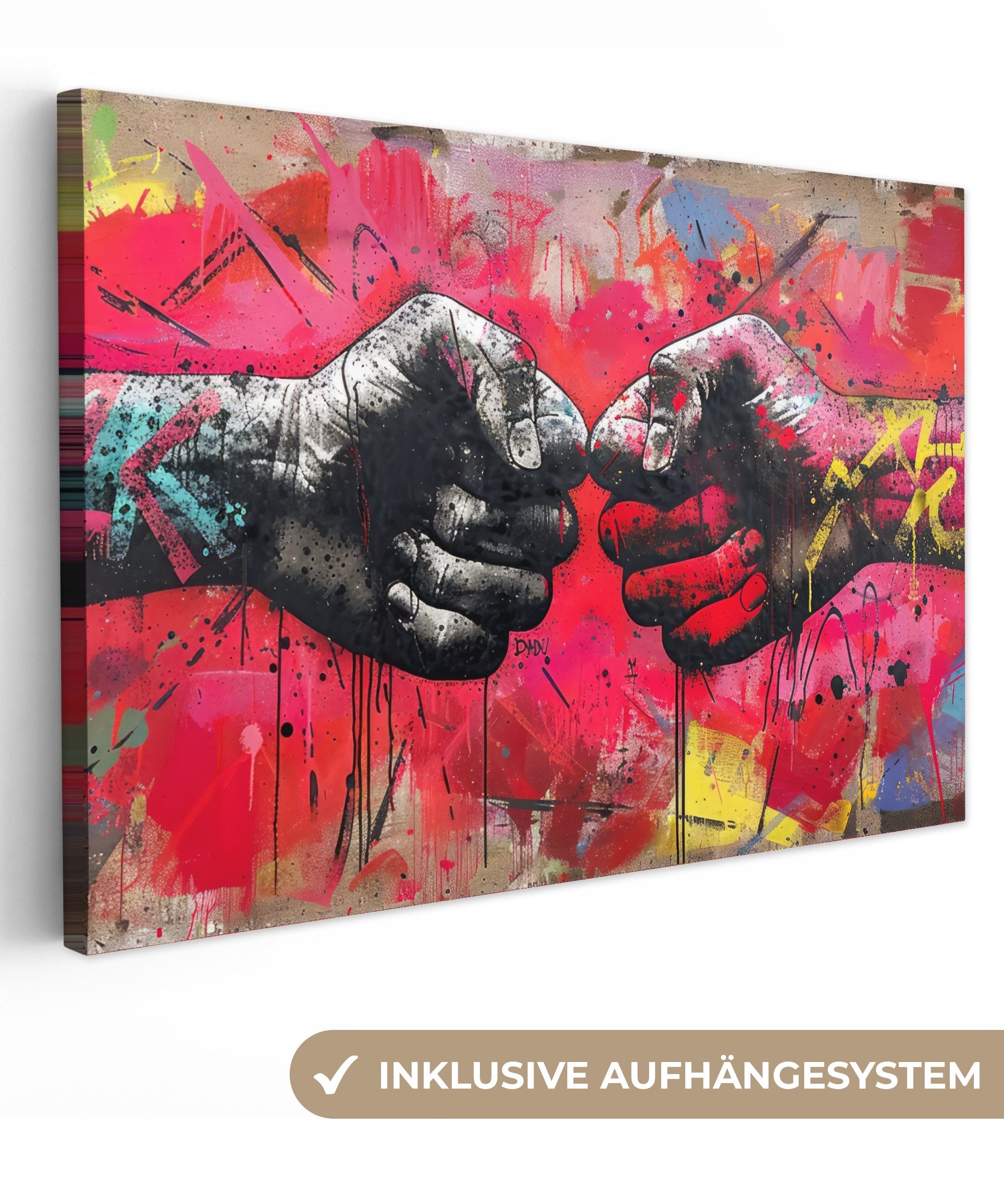 Leinwandbild Straßenkunst - Graffiti - Hände - Kunst - Abstrakt