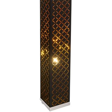 Globo Stehlampe Stehlampe Wohnzimmer Stehleuchte schwarz Blatt gold Textil Dekor