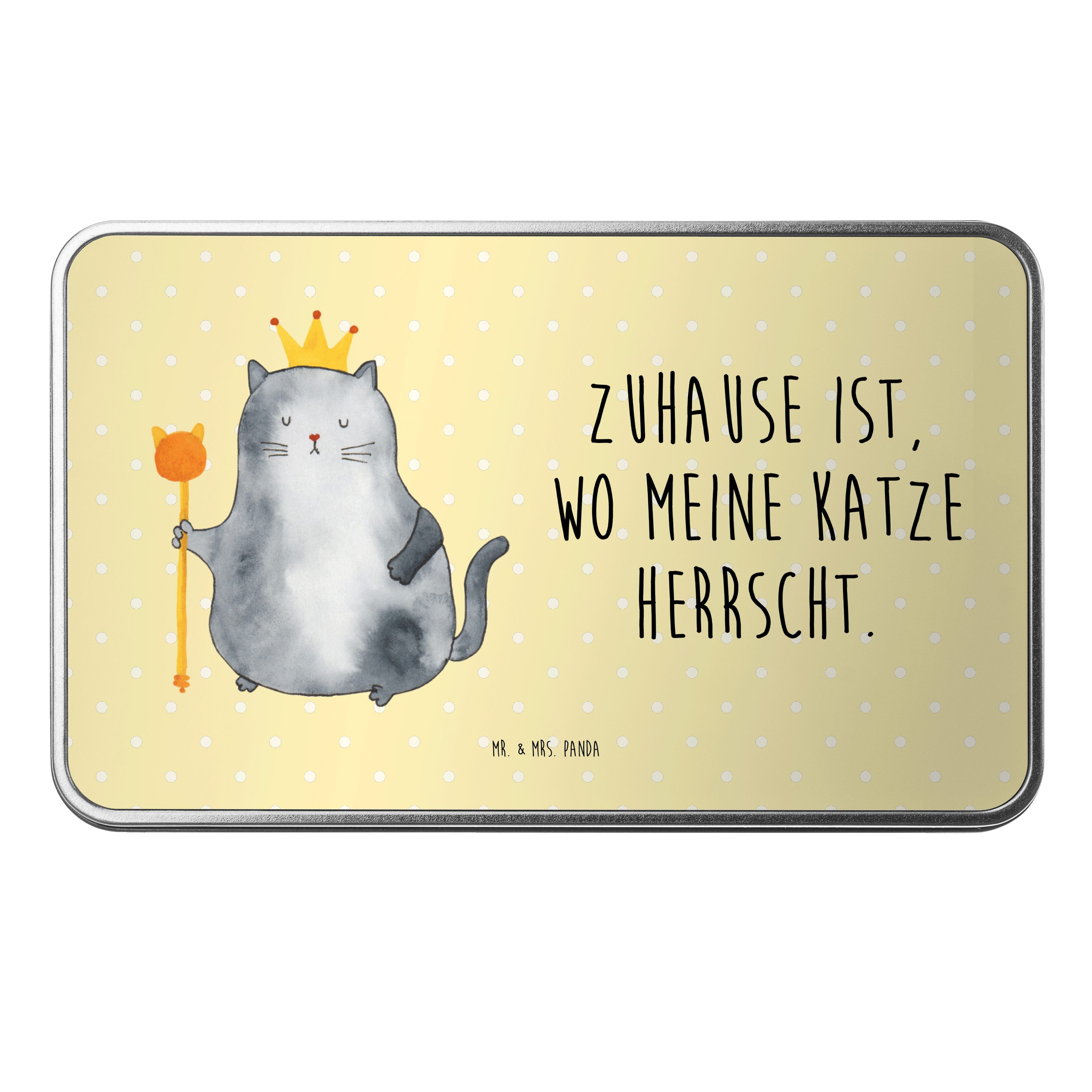 Mr. & Mrs. Panda Dose Katze König, Aufbewahrungsbox, Gelb Pastell, Cats, Blechdose, metallb (Packung, 1 St)