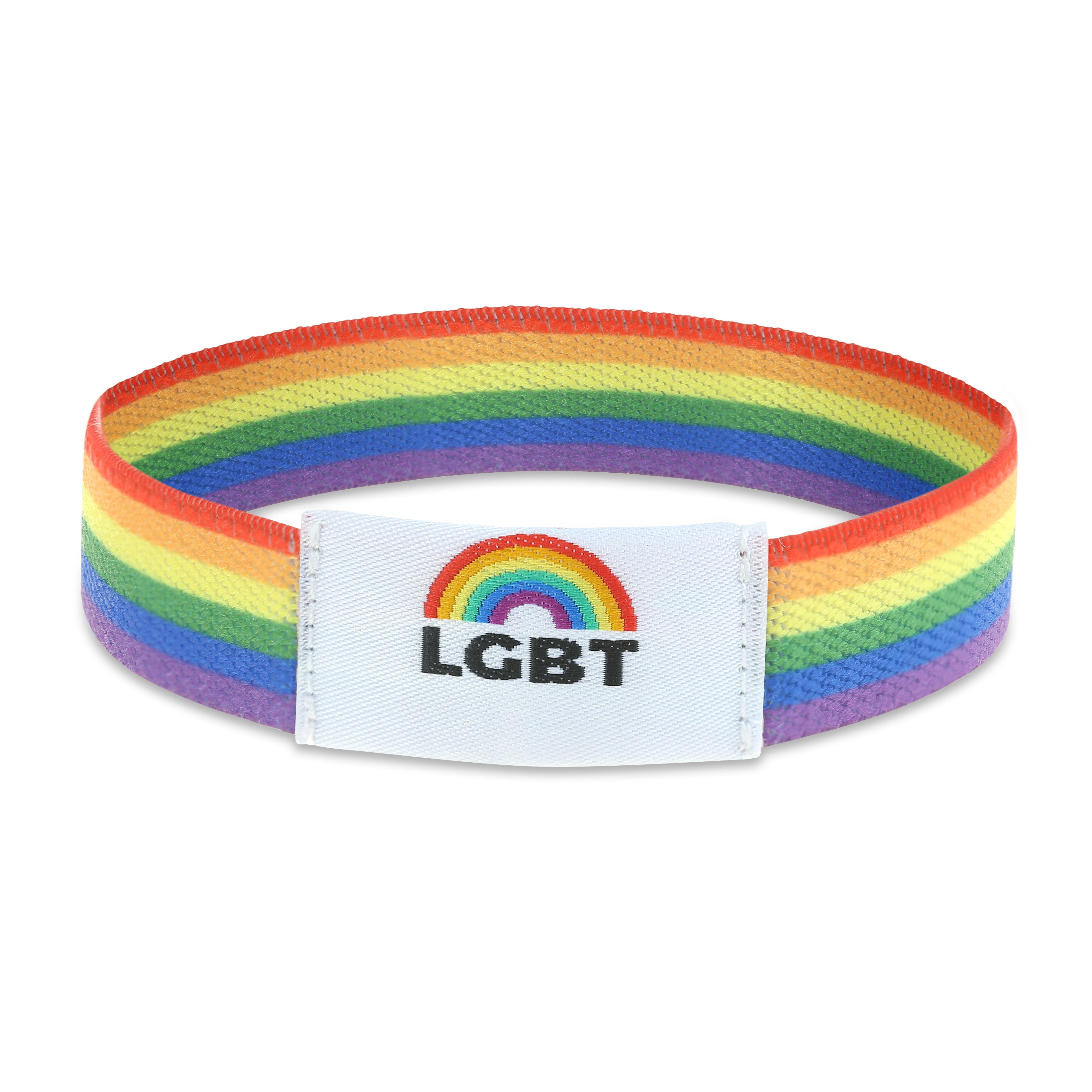 Made by Nami Armband Elastisches Stoffarmband Regenbogenfarben Pride Merch Unisex, aus Stoff – farbenfroh – für Festivals – LGBTQ-Design