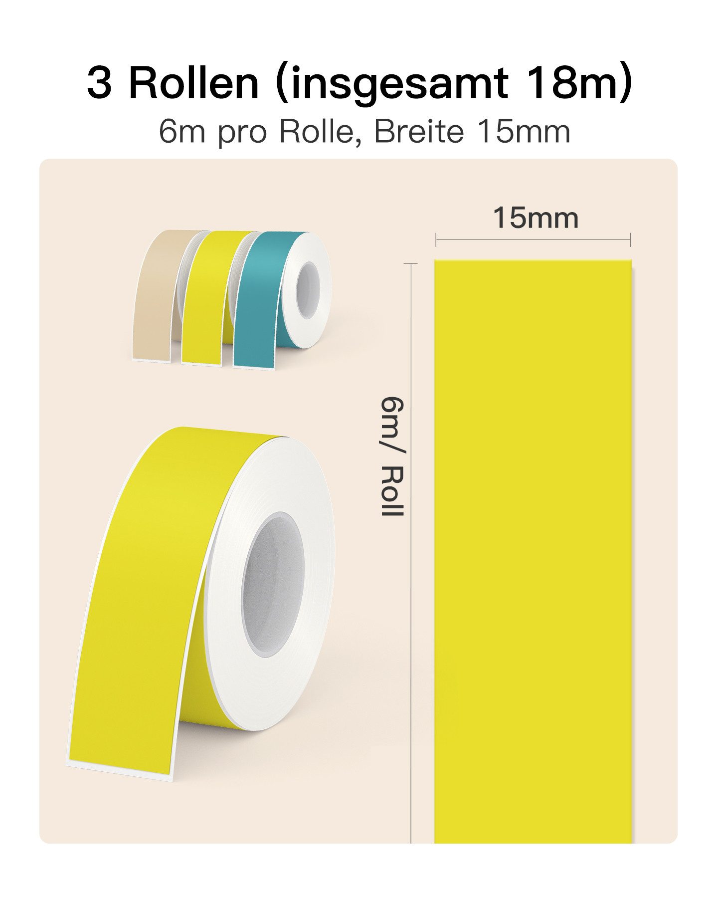 Inateck Etikettenpapier Wasser- und ölabweisendes Thermopapier, 3 Rollen/Box, für Büro und Zuhause