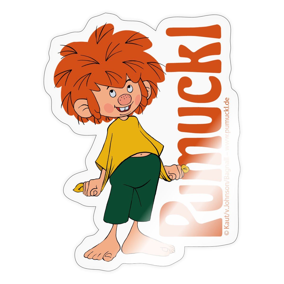 Spreadshirt Aufkleber Pumuckl Mit Verschmitztem Lächeln Und Logo Sticker Aufkleber