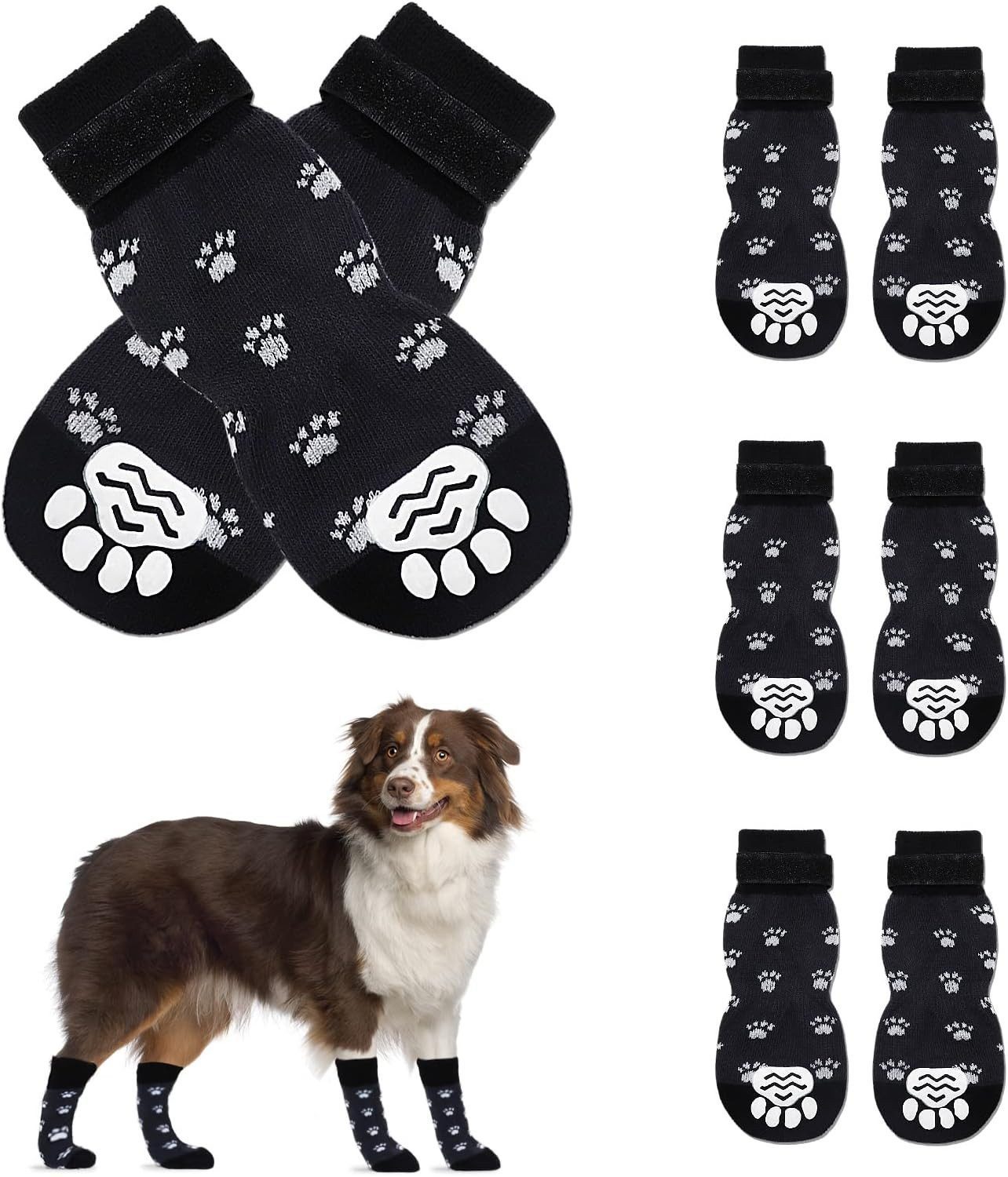 FELIXLEO Pfotenschutz Hundesocken Anti-Rutsch Pfotenschutz Indoor Schwarz S, (16-tlg)