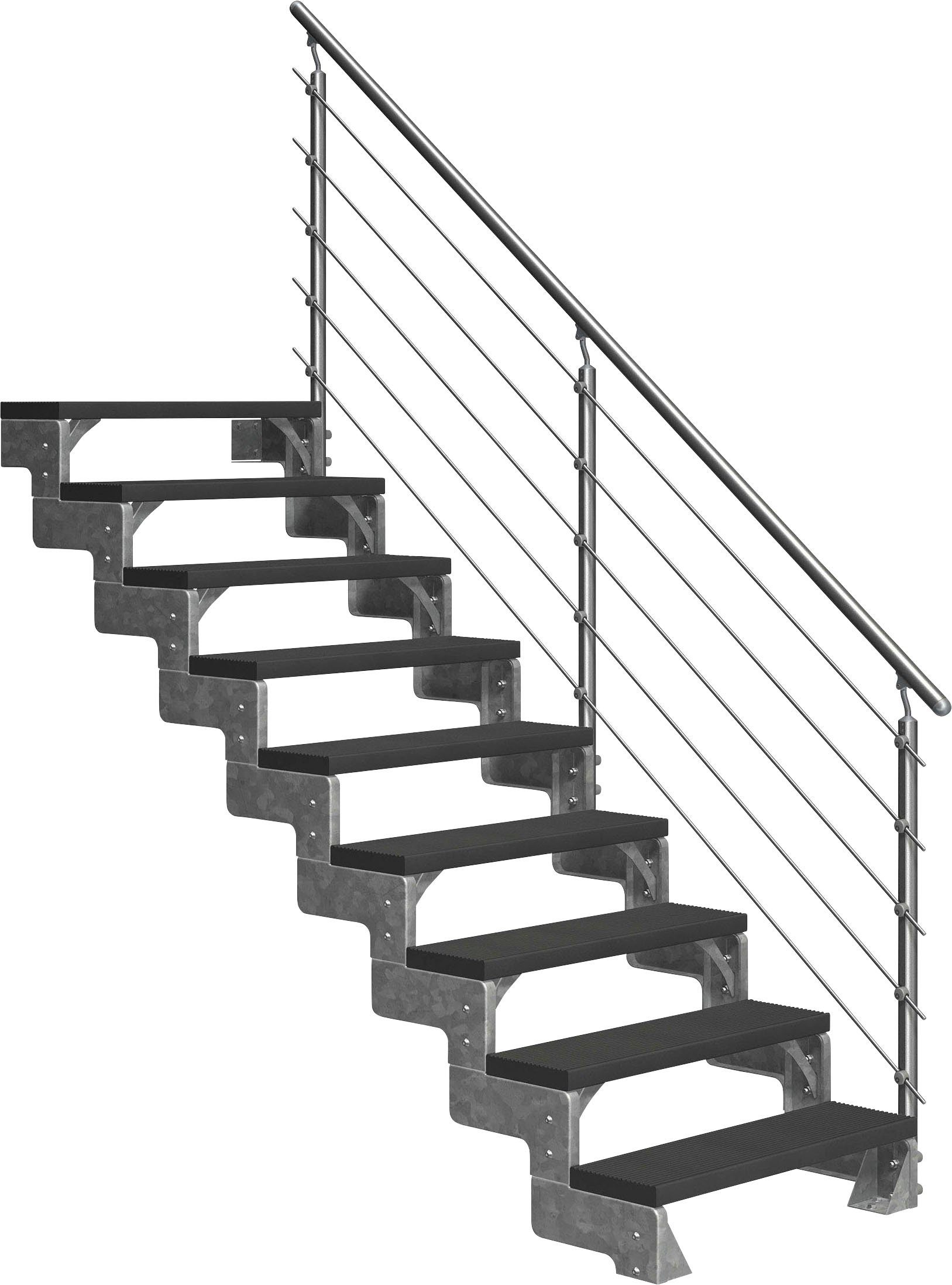 Dolle Außentreppe Gardentop, für Geschosshöhen bis 198 cm, Stufen offen, 9 TRIMAX®-Stufen anthrazit, inkl. einseitigem Alu/Metall/ES