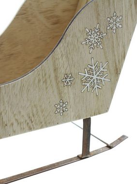 Dekoleidenschaft Weihnachtsfigur Schlitten "Schneeflocke" im Retro Design aus Holz, Weihnachtsdeko (1 St), nostalgische Adventsdeko