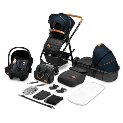 lionelo Kombi-Kinderwagen Amber 3in1, babyschale 0-13kg Tasche Moskitonetz Regenschutz 3in1