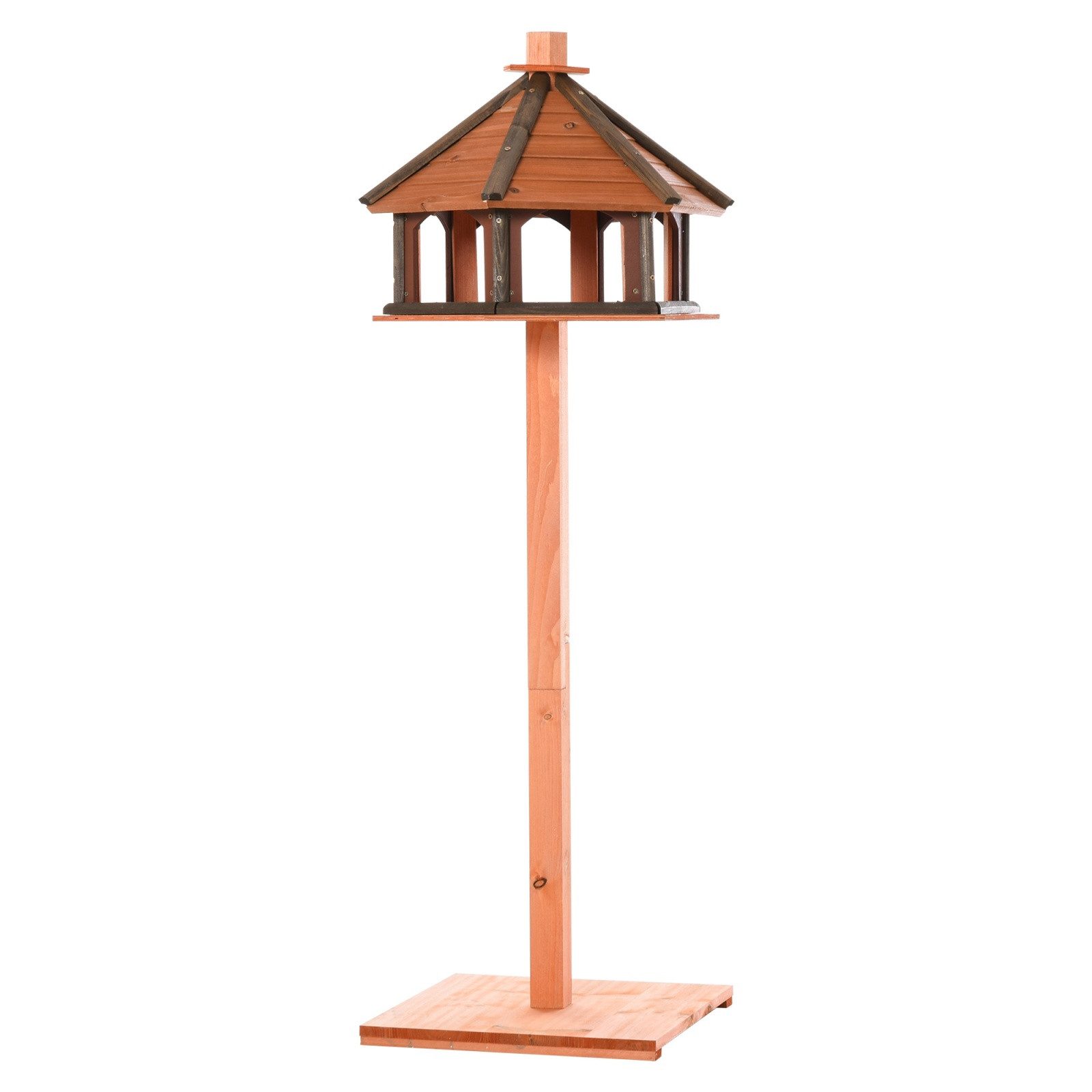 Blossom Vogelhaus Vogelhaus Ø52×130 cm Vogelfutterhaus aus Tannenholz Vogelfutterstation, Vogelhausständer Vogelvilla mit Satteldach, für Garten Balkon, Natur