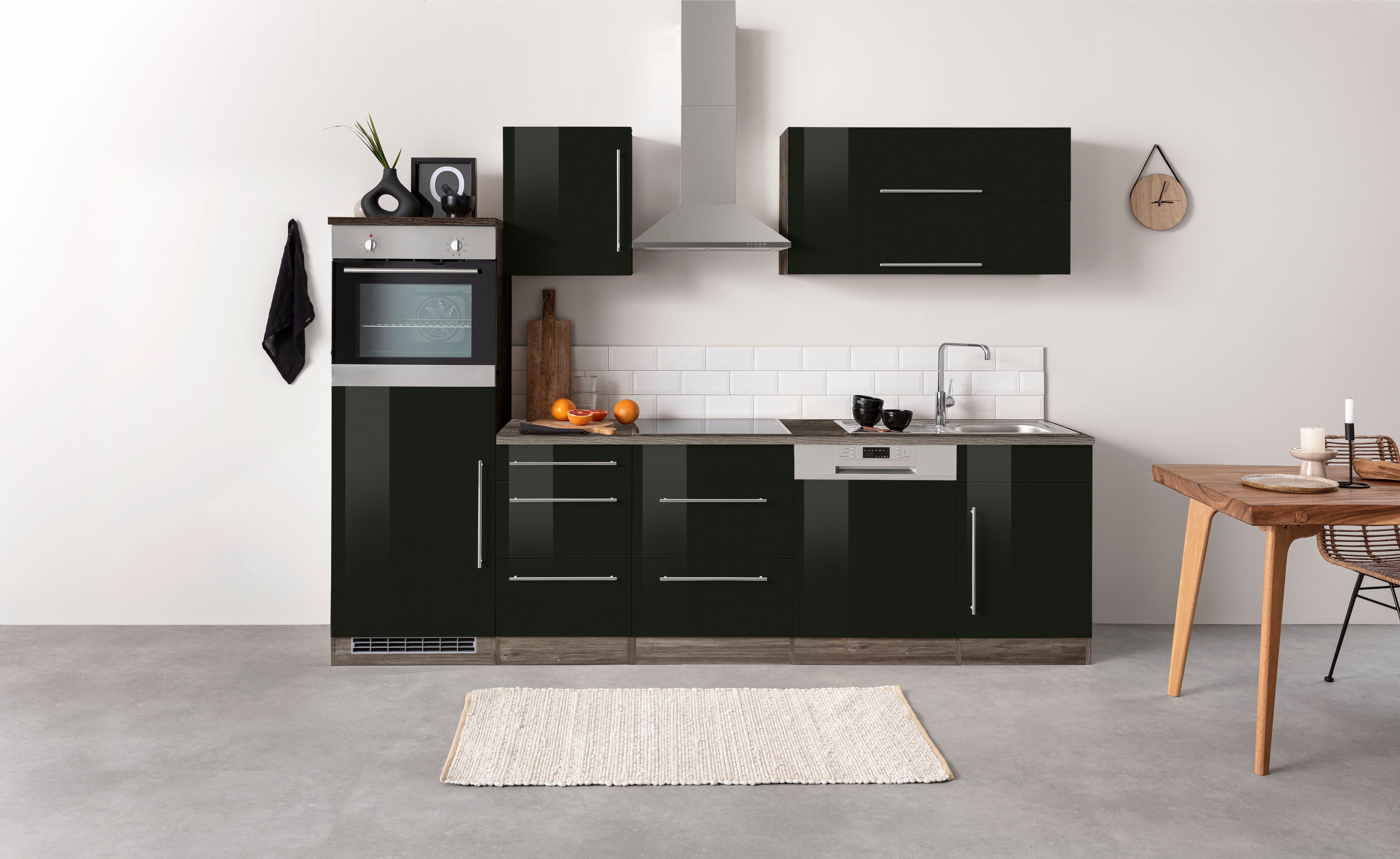 KOCHSTATION Küchenzeile KS-Samos, Breite 280 cm, wahlweise mit E-Geräten und Induktionskochfeld