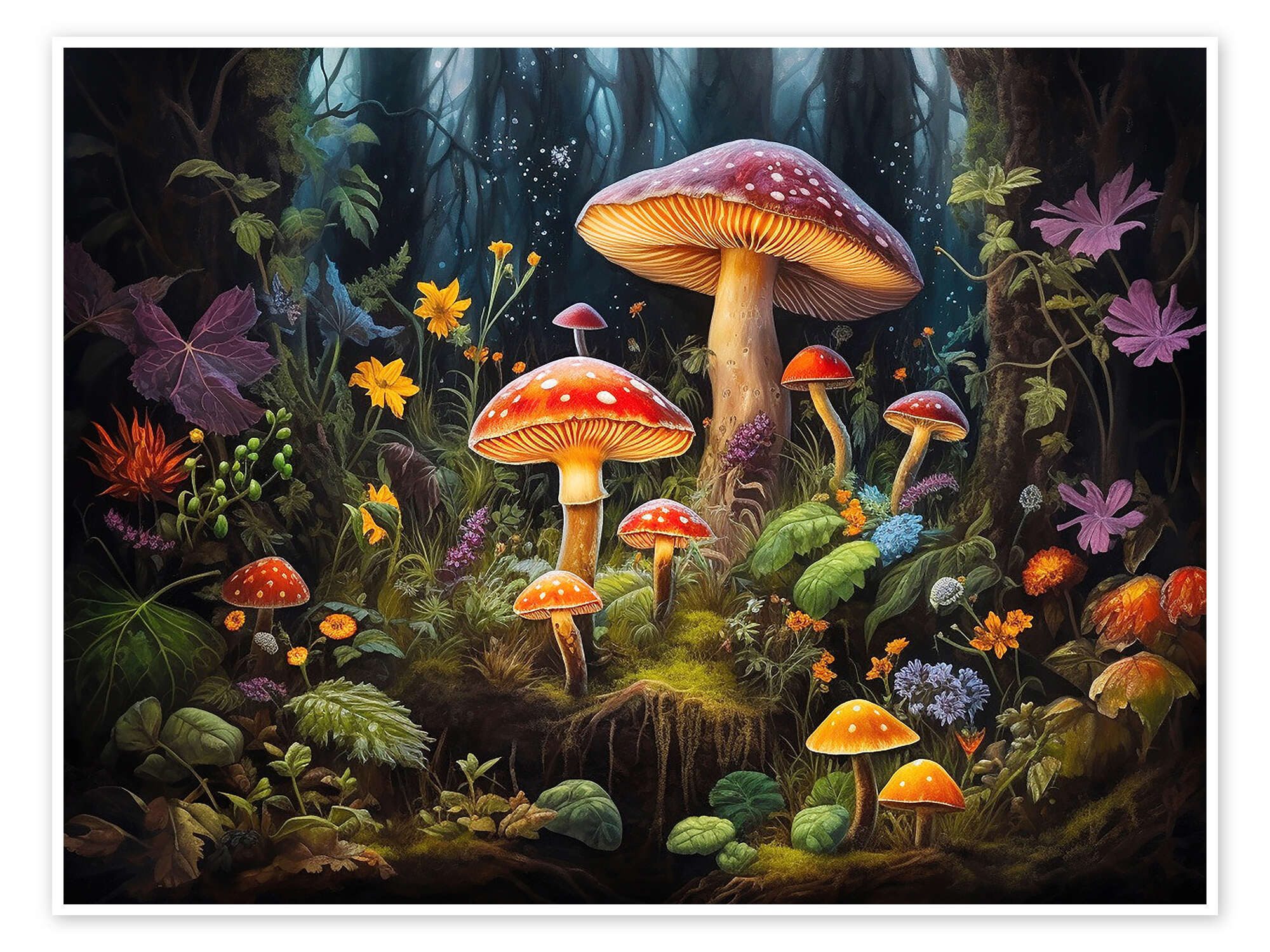 Posterlounge Wandbild Wald-Fantasiepilze, Olga Telnova, erhältlich als Poster, Leinwandbild, Wandsticker oder Acrylglasbild