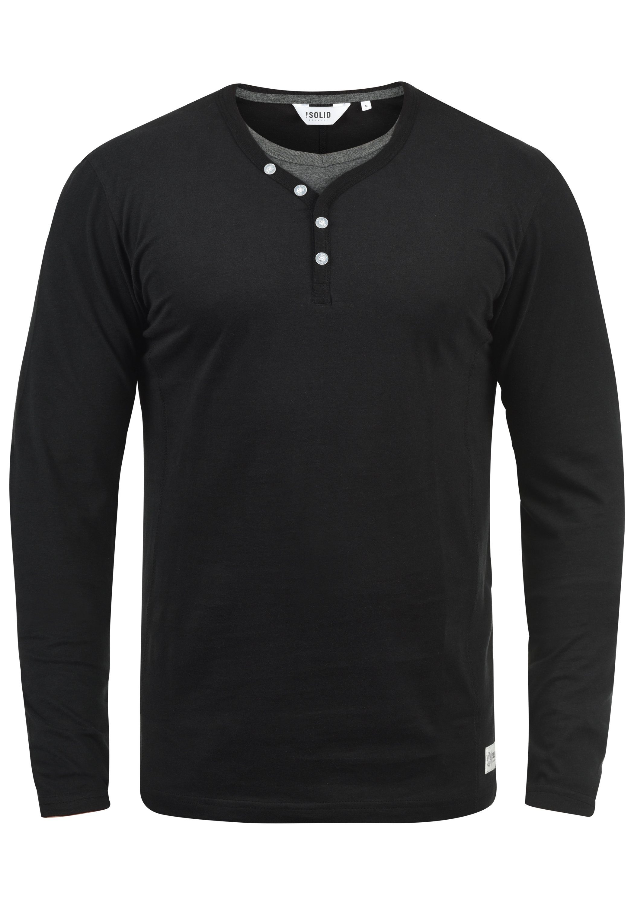 !Solid Longsleeve im Look Langarmshirt SDDoriano Black (9000) Double-Layer