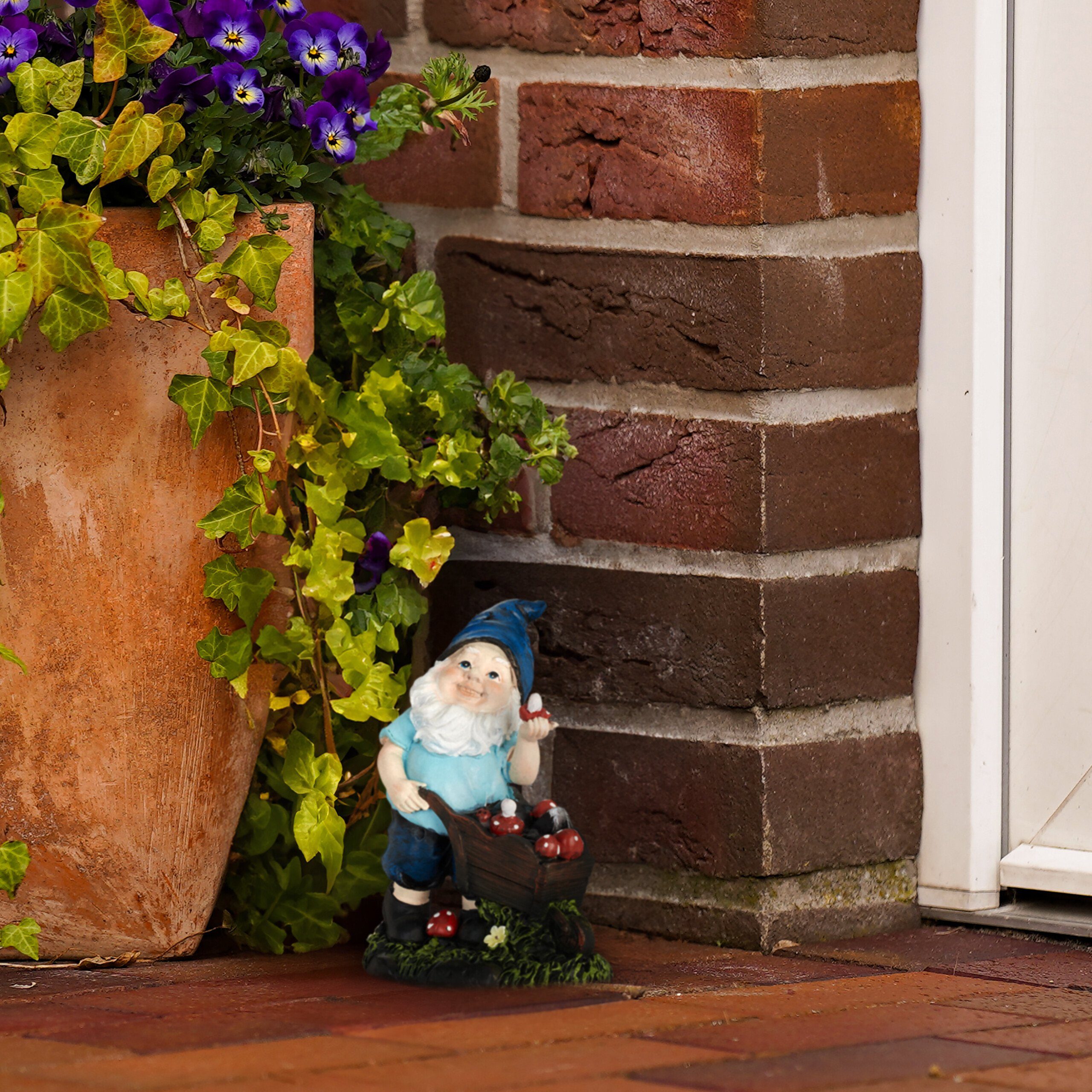 relaxdays Gartenzwerg mit Pilze