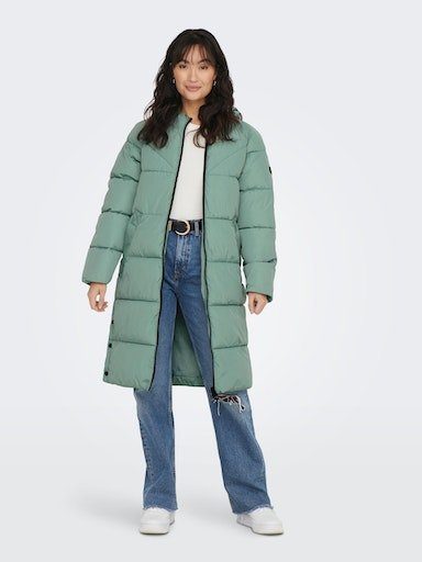 PUFFER ONLY LONG blue ONLAMANDA Steppmantel surf mit Kapuze COAT