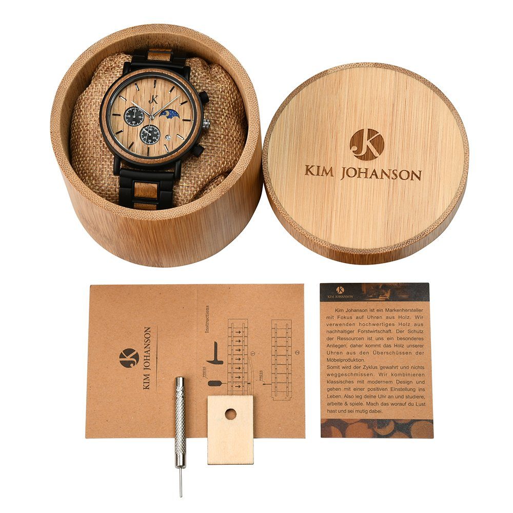 Kim Johanson Quarzuhr Military Moon Herren Holzuhr mit Datumsanzeige, (mit günstig online kaufen