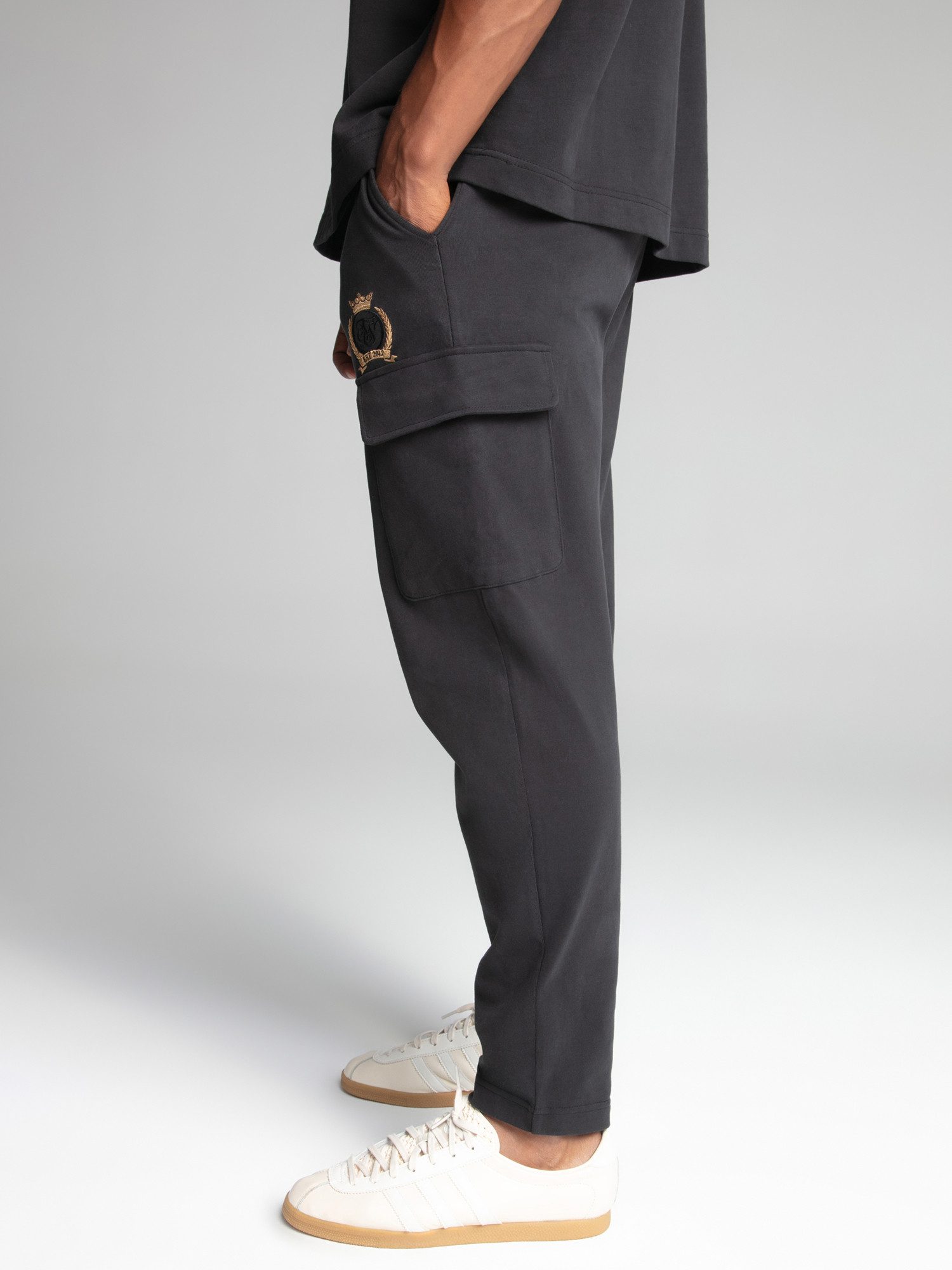 Siksilk Jogger Pants SikSilk Herren Schwarze Crest Cargo Jogginghose