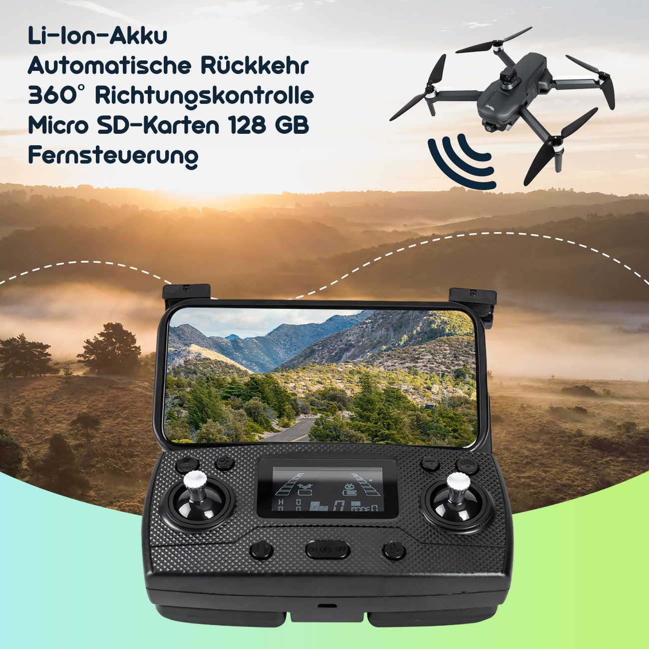 Casativo Profi GPS-Drohne mit 4K-Kamera faltbar 360° Hindernis-Sensor Live-View Drohne (800 m Reichweite, 25 min. Flugzeit, 12 m/s Geschwindigkeit)