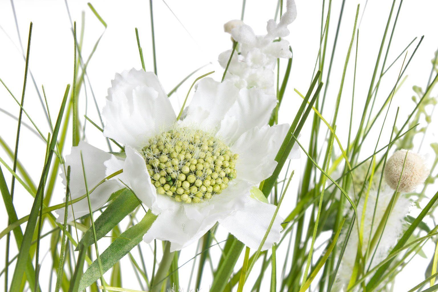 Topf cm, Aufwand Kunststofftopf Kunstblume Botanic-Haus, Wiesenblumen - Im zusätzlichen dekorativen Höhe Gras, 37 ohne im