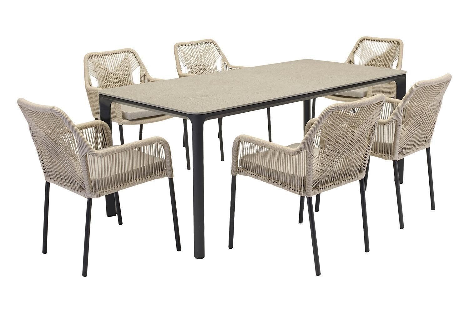 Outdoor Gartenstuhl STILO, Anthrazit, Beige, Aluminium, Seilbespannung (1 St), mit Sitzkissen, B 56 x H 84 x T 64 cm