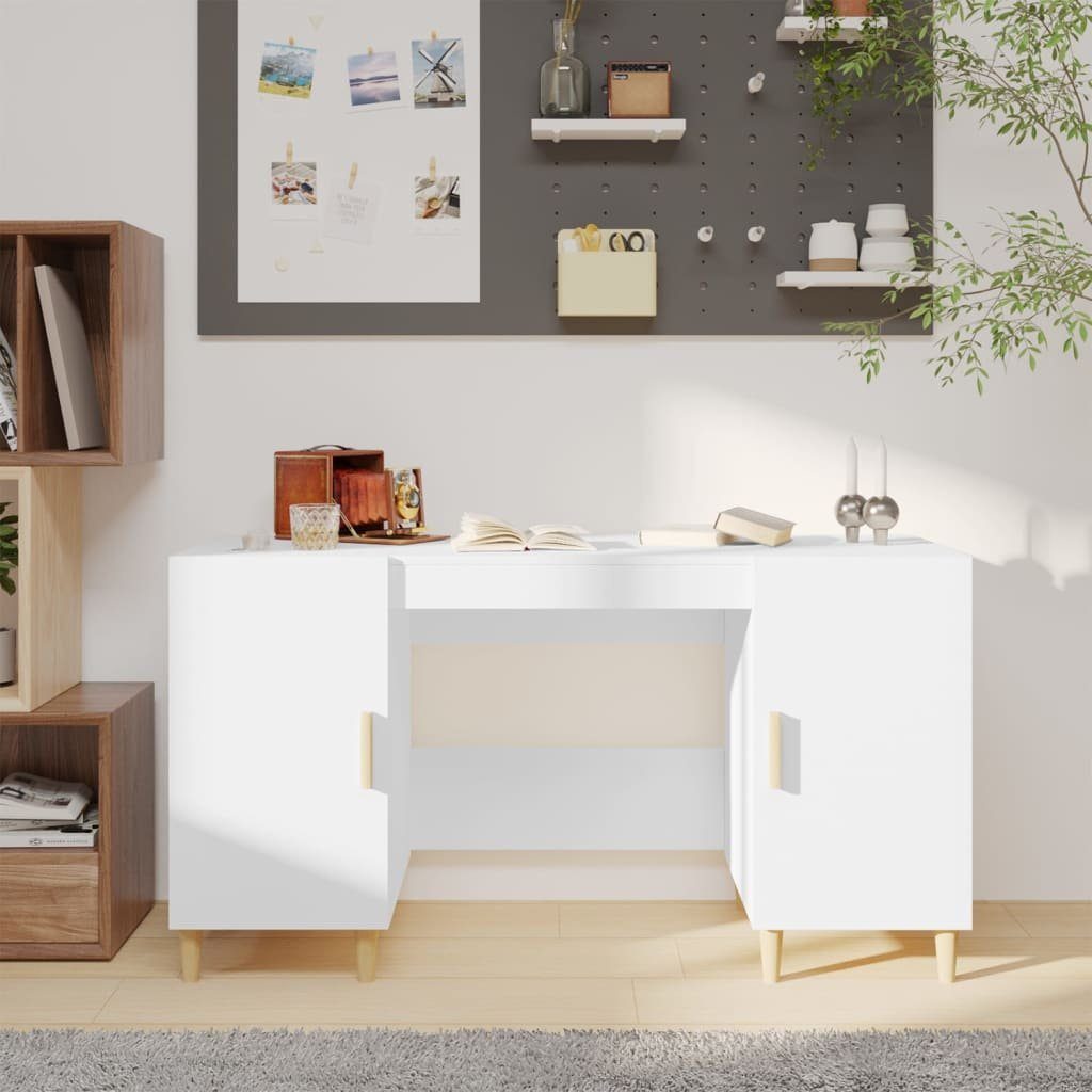 cm Schreibtisch Holzwerkstoff Schreibtisch | Hochglanz-Weiß Hochglanz-Weiß Hochglanz-Weiß 140x50x75 vidaXL