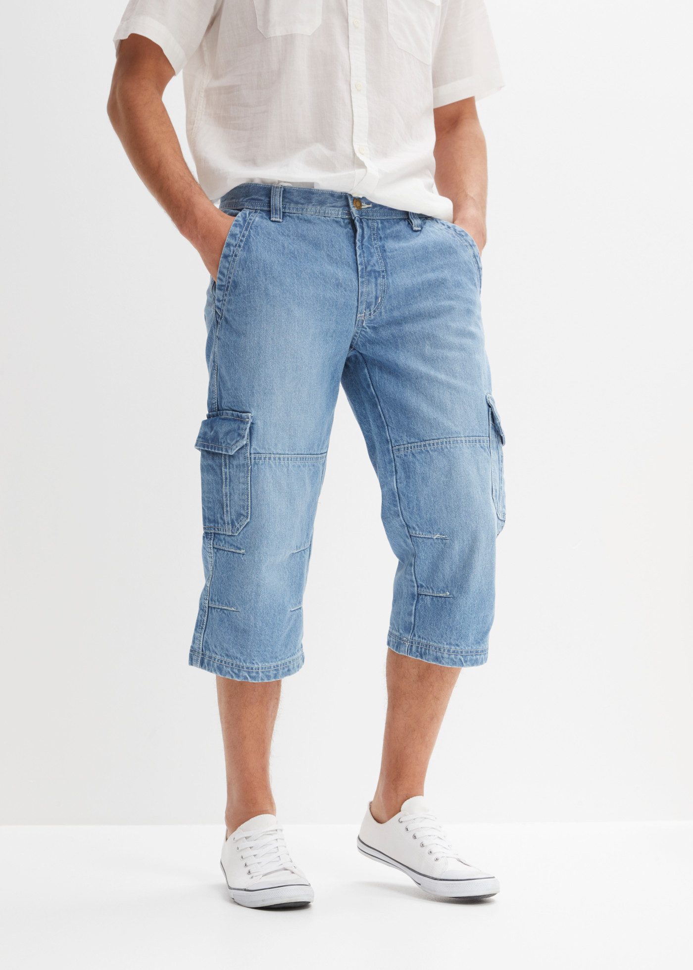 bonprix 3/4-Jeans regular fit, mit Elasthan-Anteil, mit Ziernähten, mit Waschung