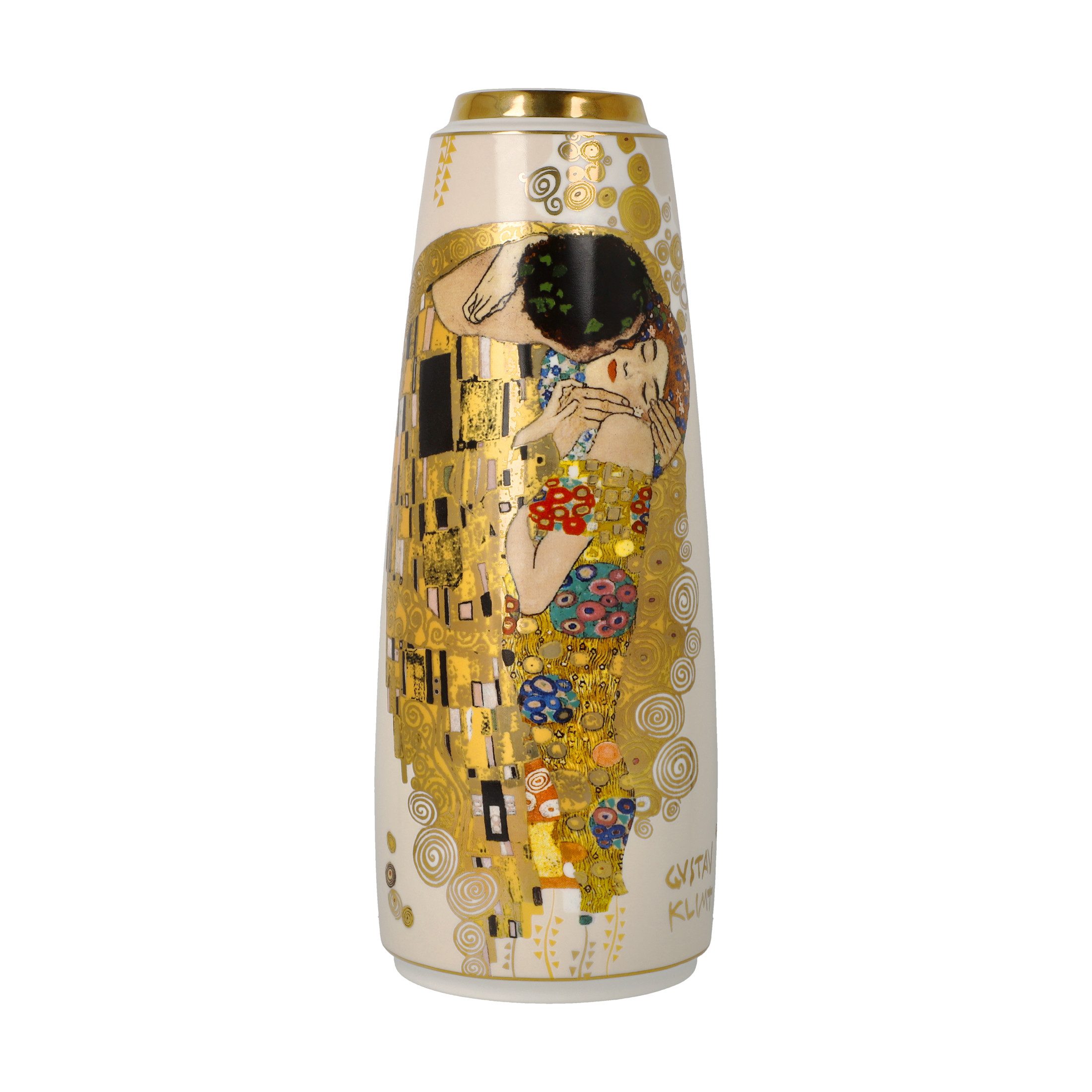 Goebel Dekovase Gustav Klimt, mit Echtgoldauflage, Gold, Der Kuss, H: 26.5cm