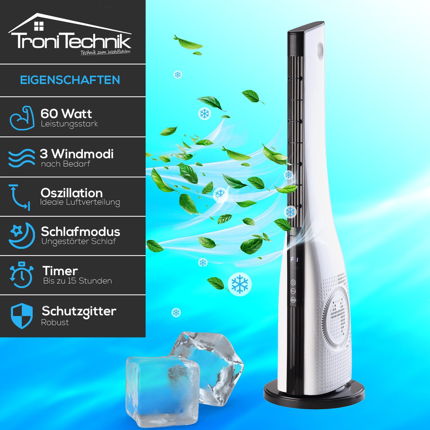 TroniTechnik Turmventilator Turmventilator TUV05, 88,5cm Höhe, günstig online kaufen