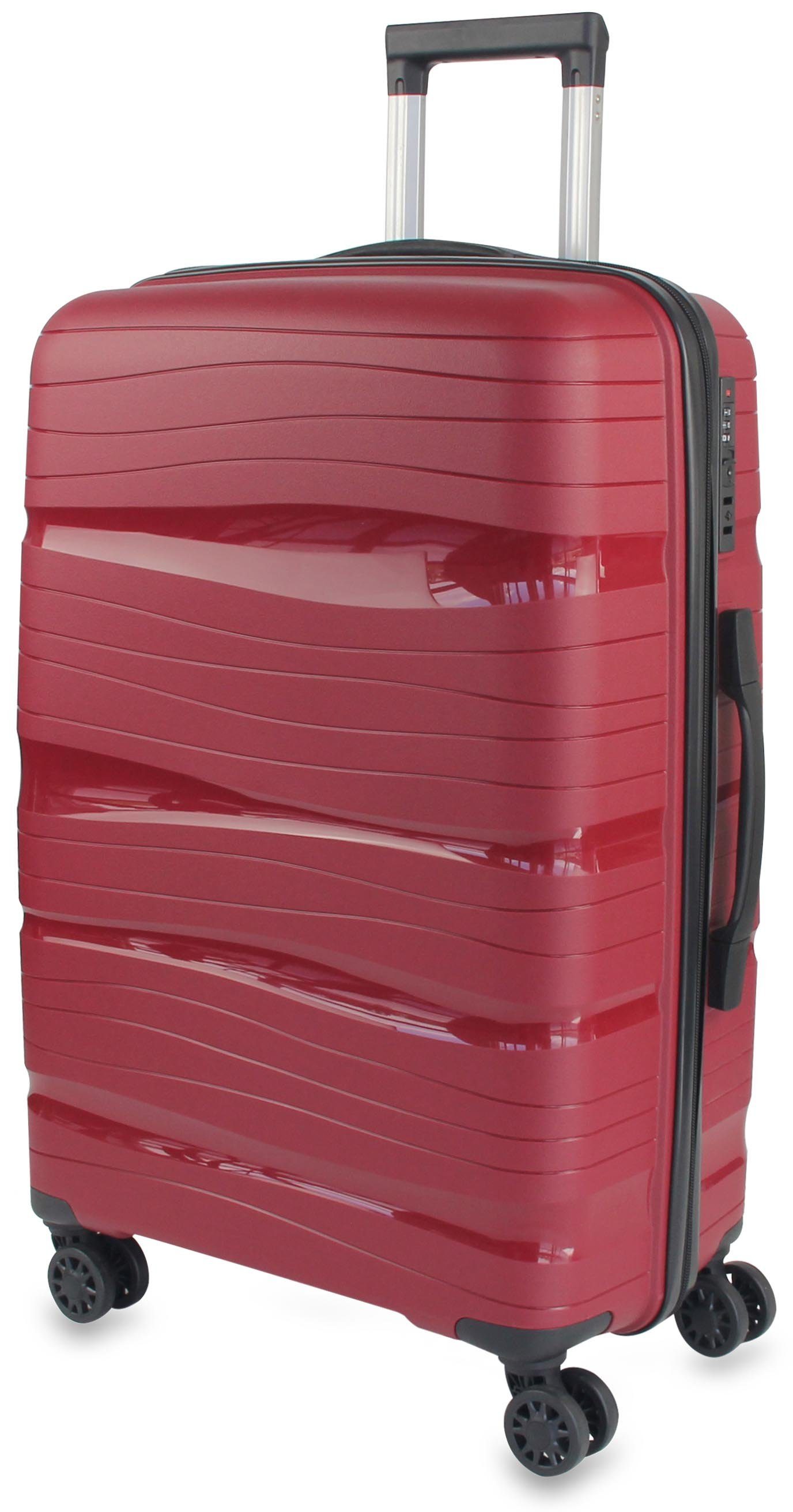 Frentree Koffer 360° drehbar mit TSA-Zahlenschloss, 4 Rollen, Trolley (3 Größen: Handgepäck/L/XL oder SET) aus ABS Kunststoff Weinrot