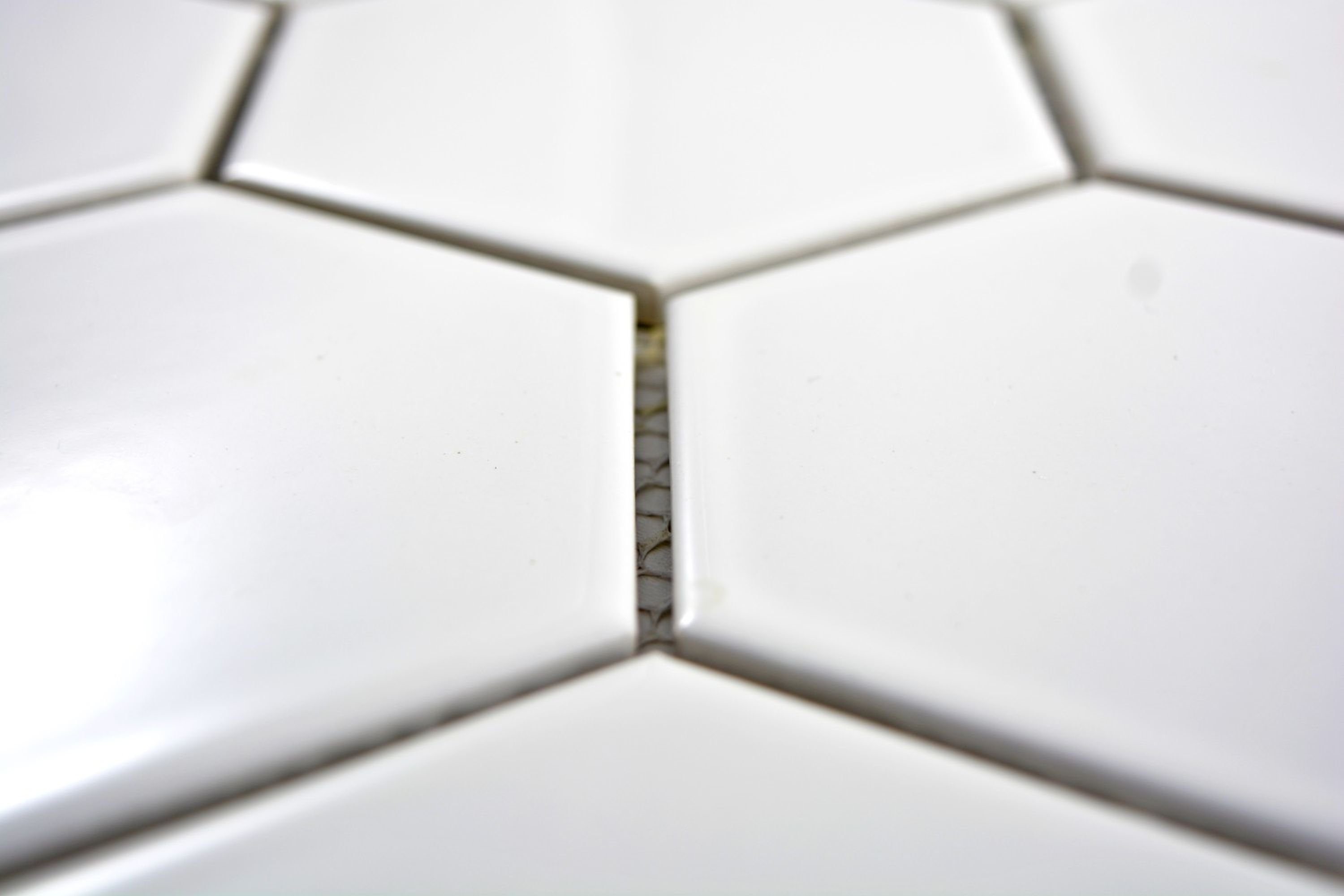 Küche Mosaikfliesen Wand Mosaik Keramik weiß glänzend Mosani Hexagonale Fliese Sechseck Bad