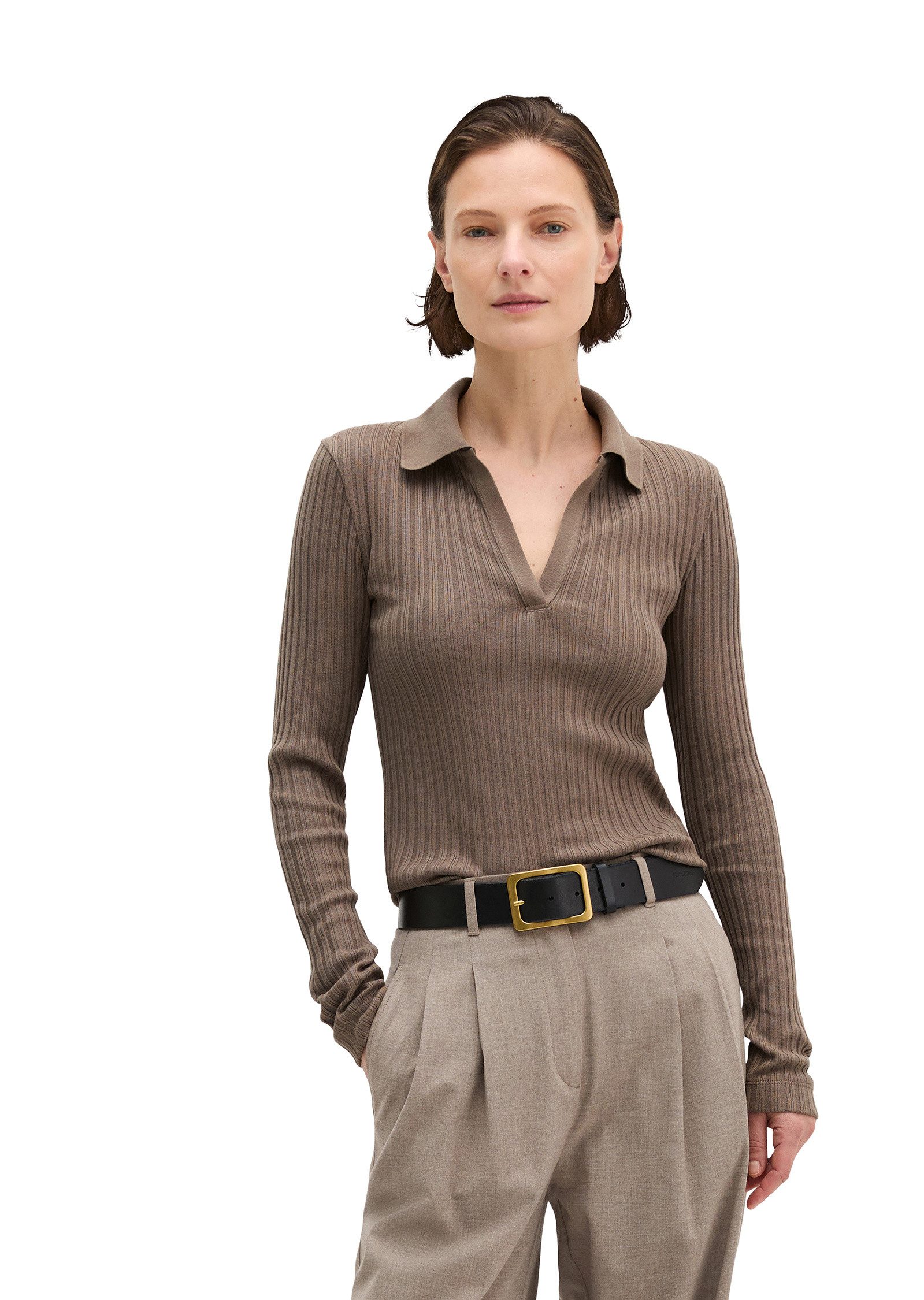 Marc O'Polo Langarm-Poloshirt mit TENCEL™ Modal