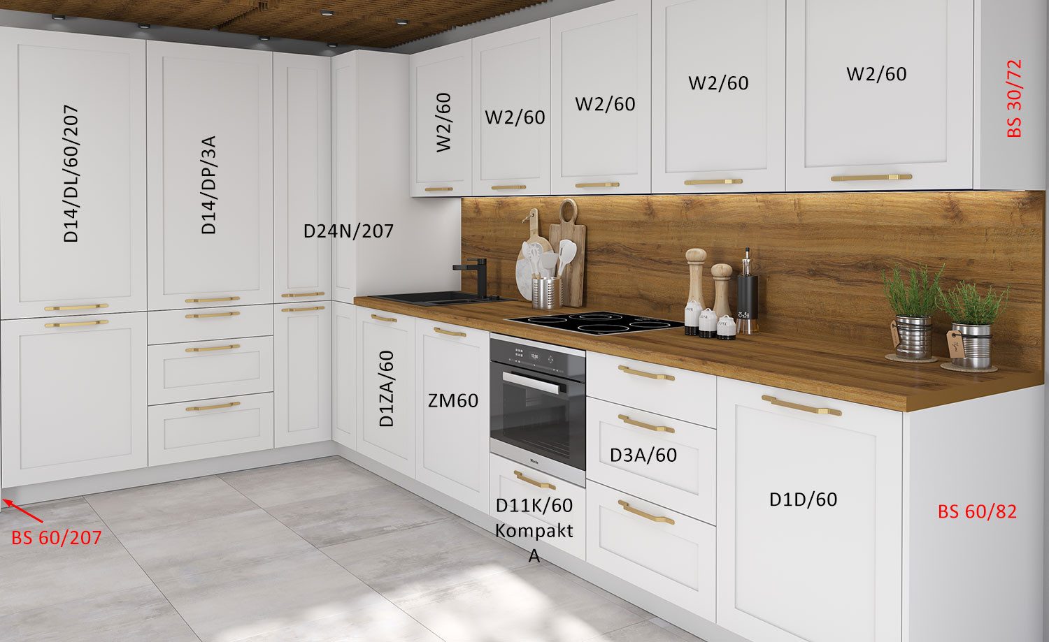 Feldmann-Wohnen Winkelküche Oslo, (Fronten hochwertig beschichtet mit filigranen Fräsungen in Rahmenoptik), 212x392x207cm weiß / weiß matt 13-teilig, HETTICH Vollauszug