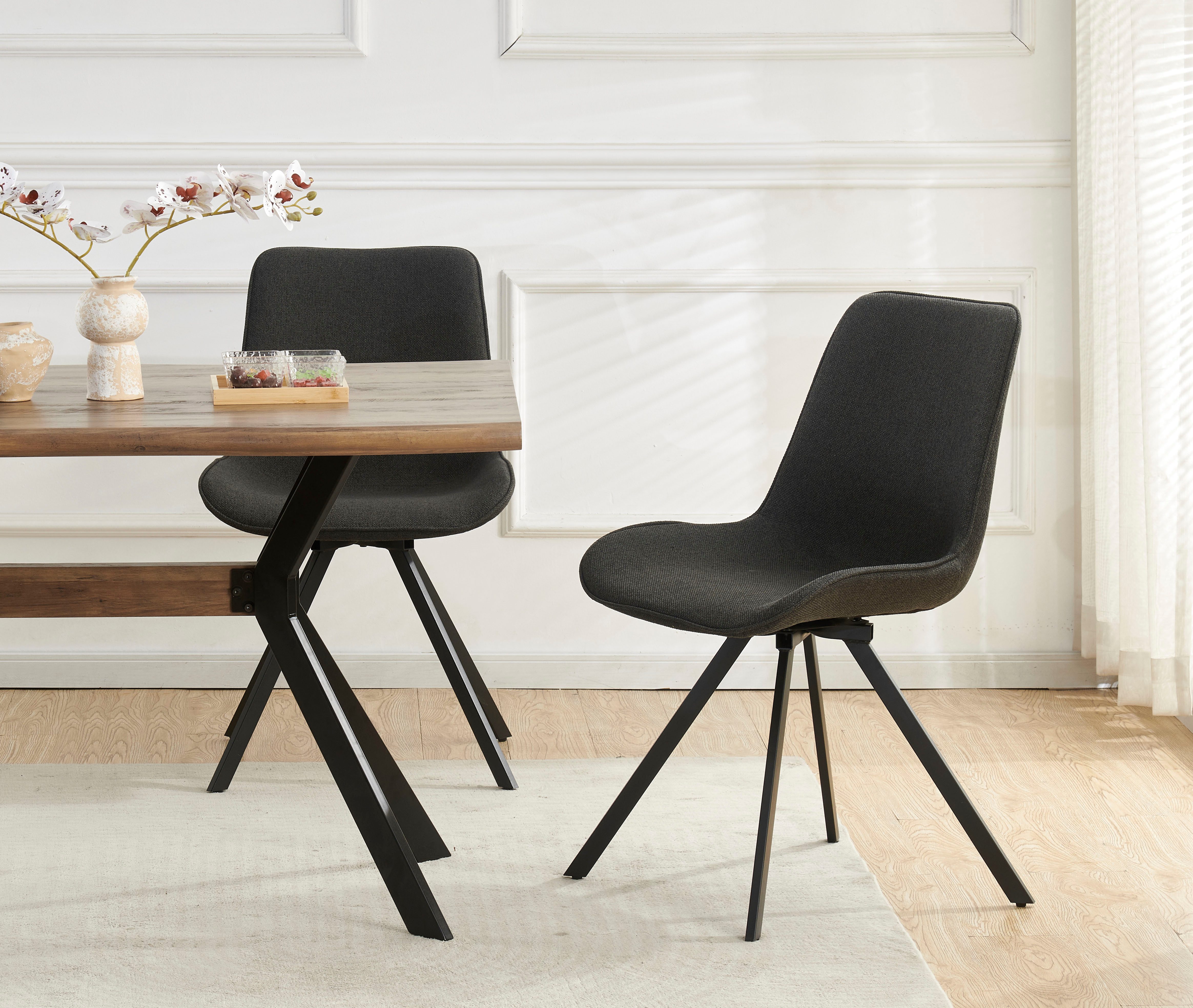 Home affaire Drehstuhl INUVIK, 2er Set, mit Metallgestell in matt schwarz (Set, 2 St), in verschiedenen Farben, Belsatbarkeit pro Stuhl 120 kg