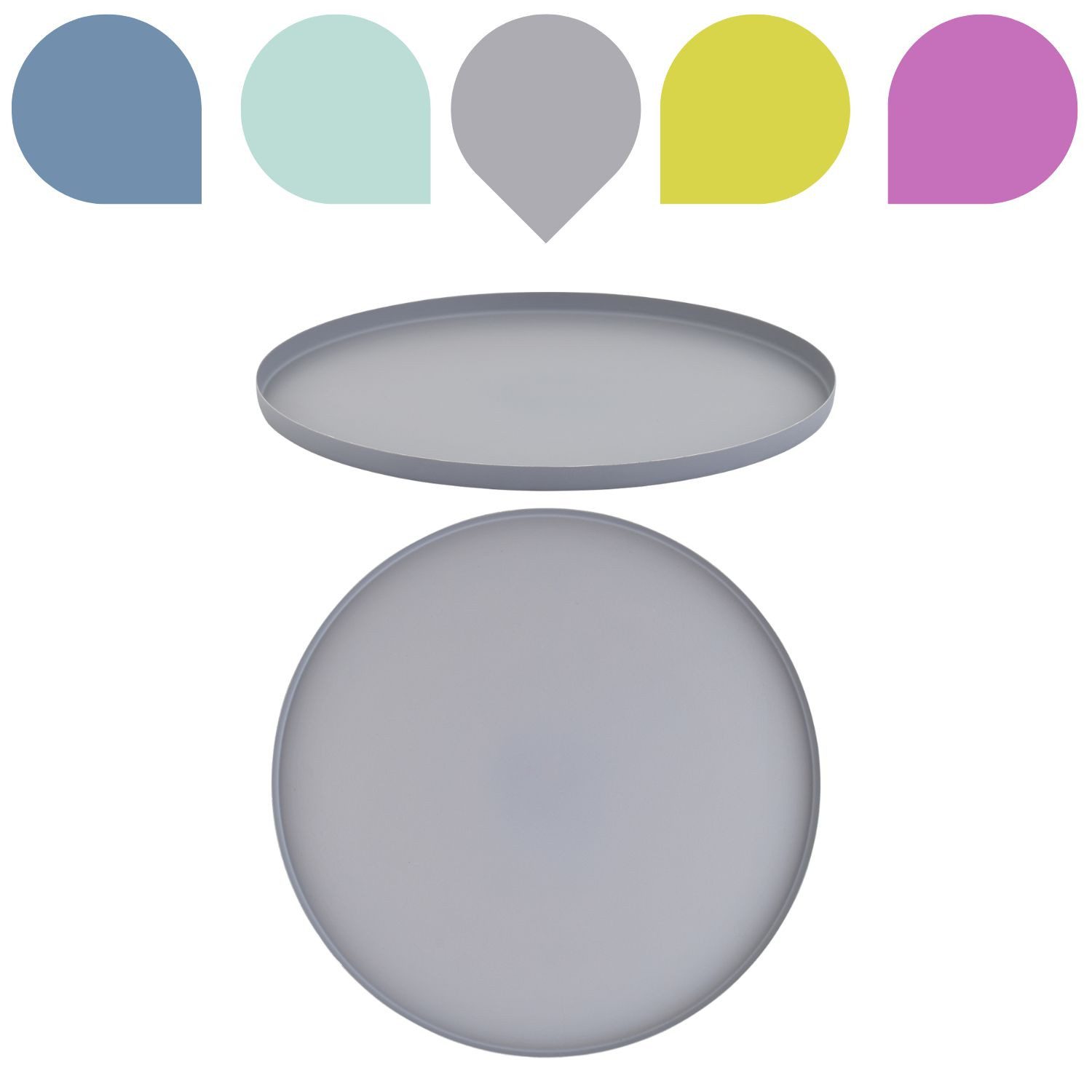 Marrakesch Orient & Mediterran Interior Dekotablett Callie Grau Tablett rund 25cm, Boho Chic Dekoablage aus Metal (1 St), Handarbeit