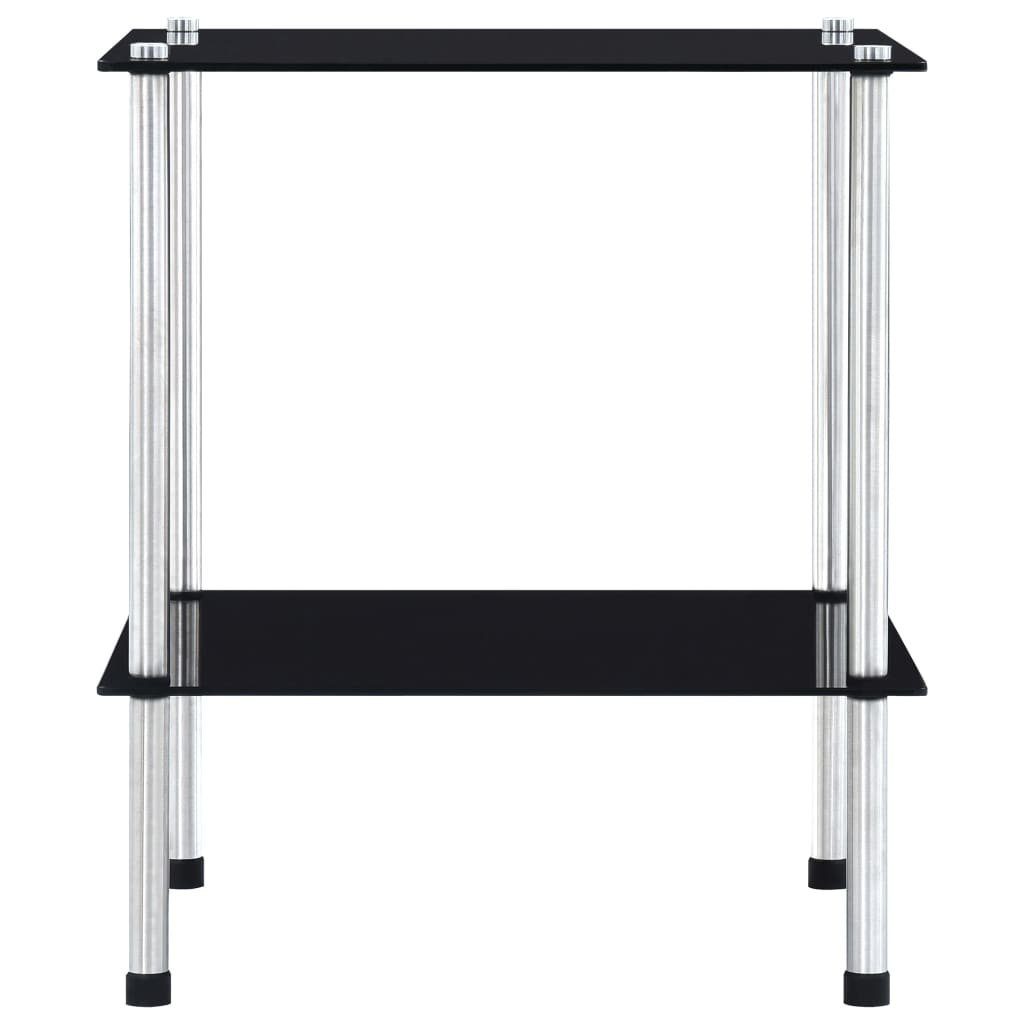 Hartglas, Schwarz 40x40x47 cm 2 Ablagen Regal mit 1-tlg. Bücherregal vidaXL