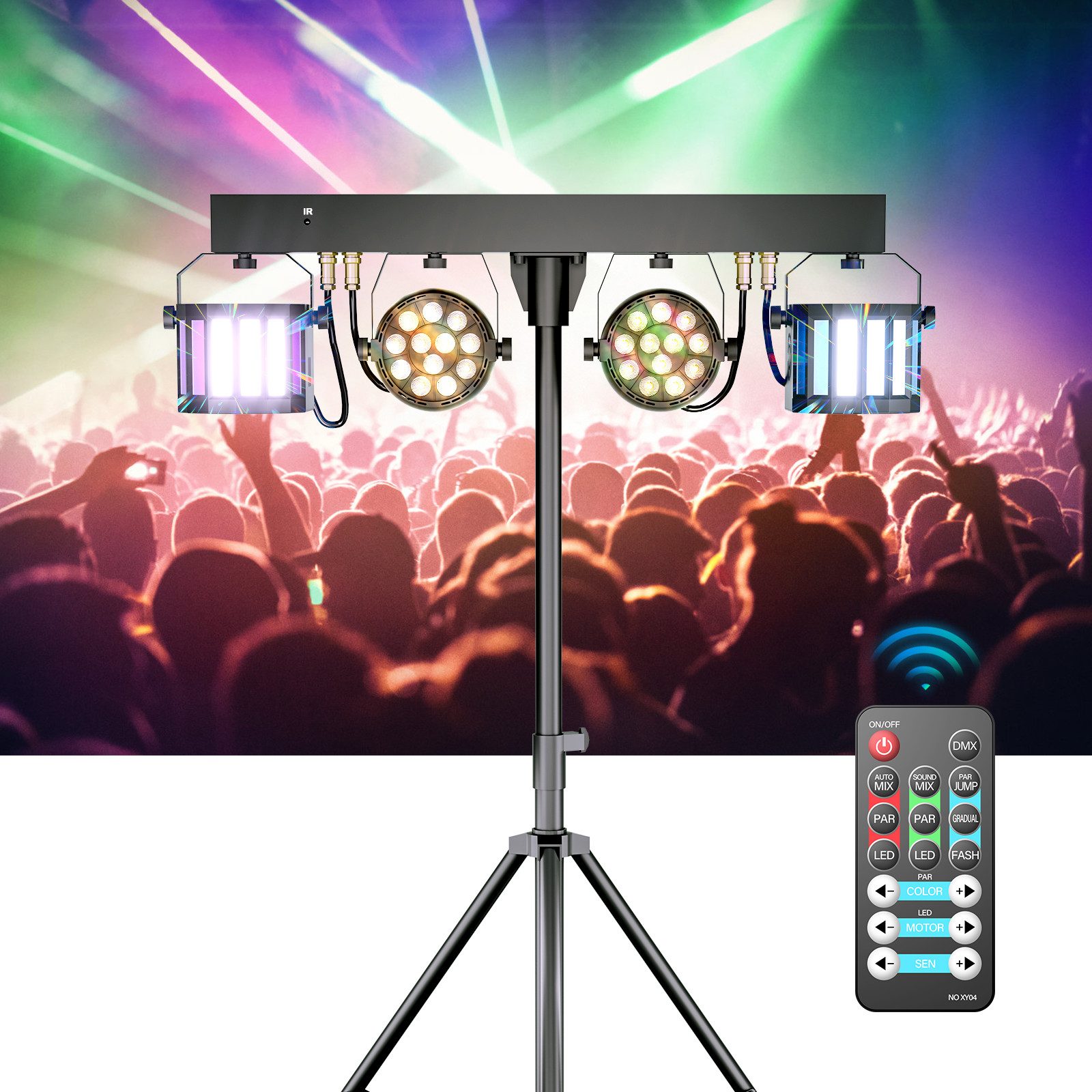 ZonQoonz Discolicht 60W LED-Lichtshow-Set mit Halterung und Tragetasche für DJs Hochzeiten