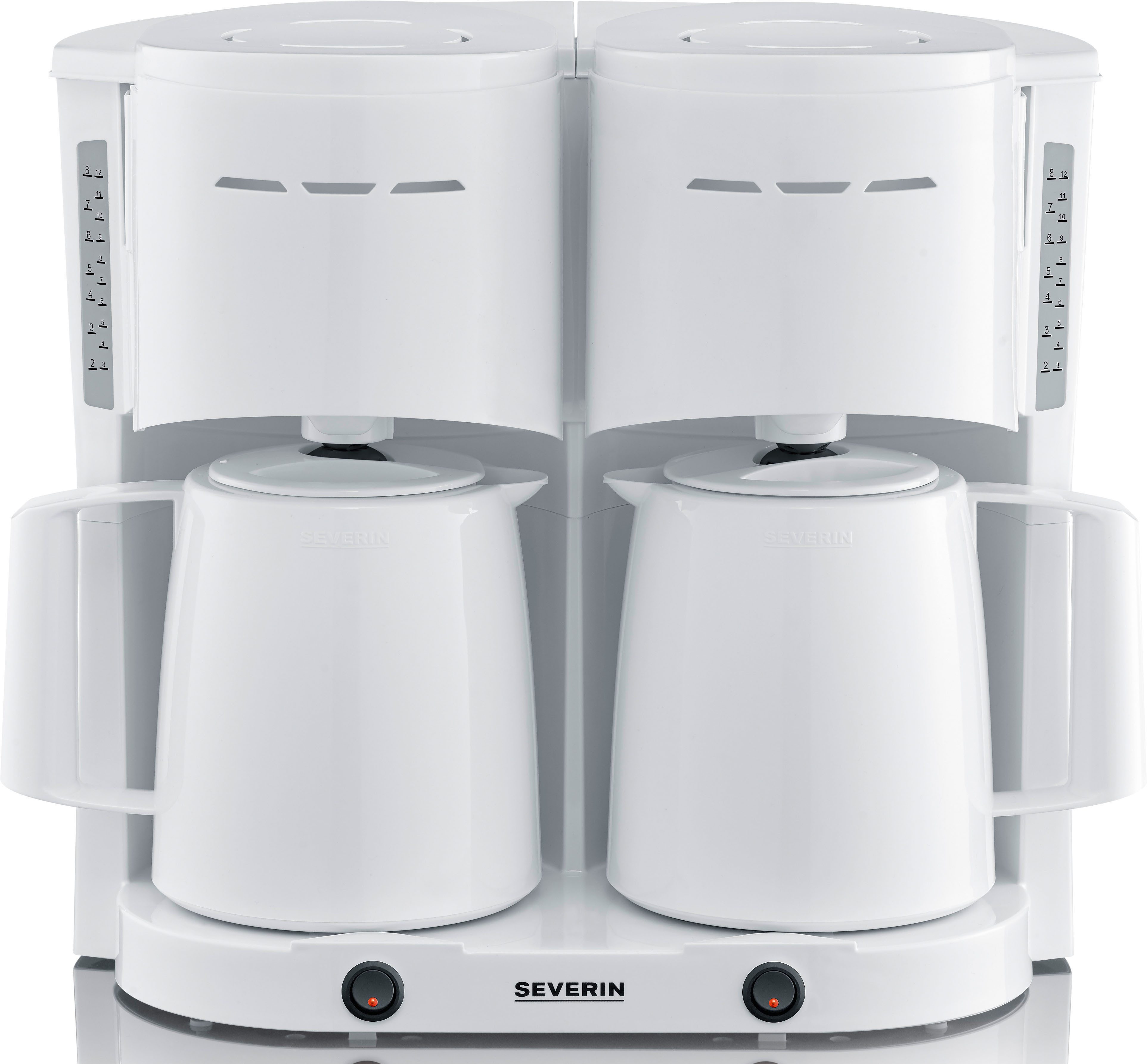 Severin Filterkaffeemaschine KA 9314 Duo-Filterkaffeemaschine mit 2 Thermokannen, 1l Kaffeekanne, Papierfilter 1x4