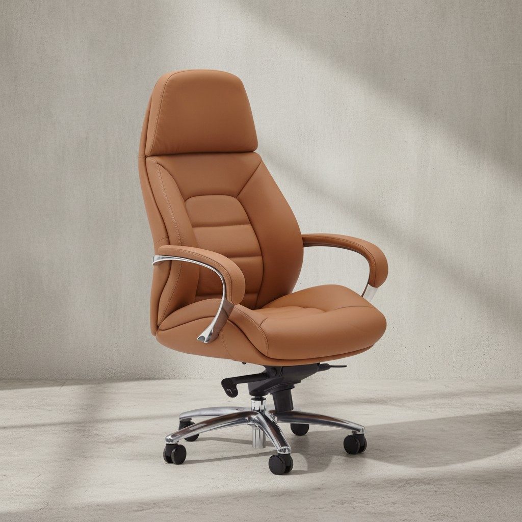 KADIMA DESIGN Chefsessel MIRON - Ergonomischer Ledersessel mit Wippmechanik & Rollen (Armlehnen, Wippmechanik, Anti-Shock-Funktion, Multiblock-Mechanik, Lendenwirbelstütze)