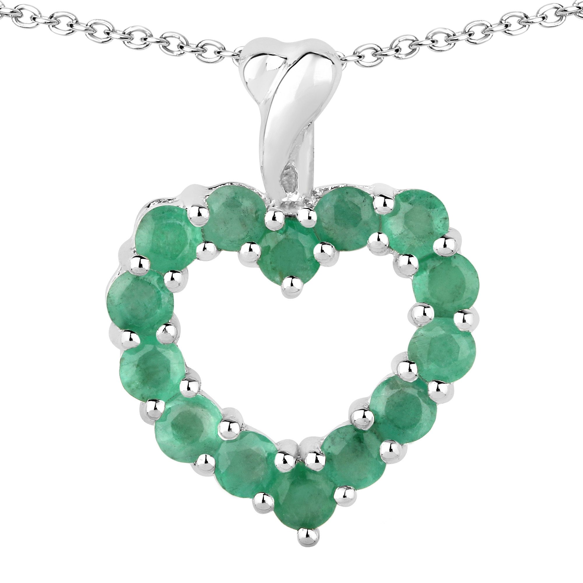 Vira Jewels Kette mit Anhänger 925 Sterling Silber rhodiniert Smaragd