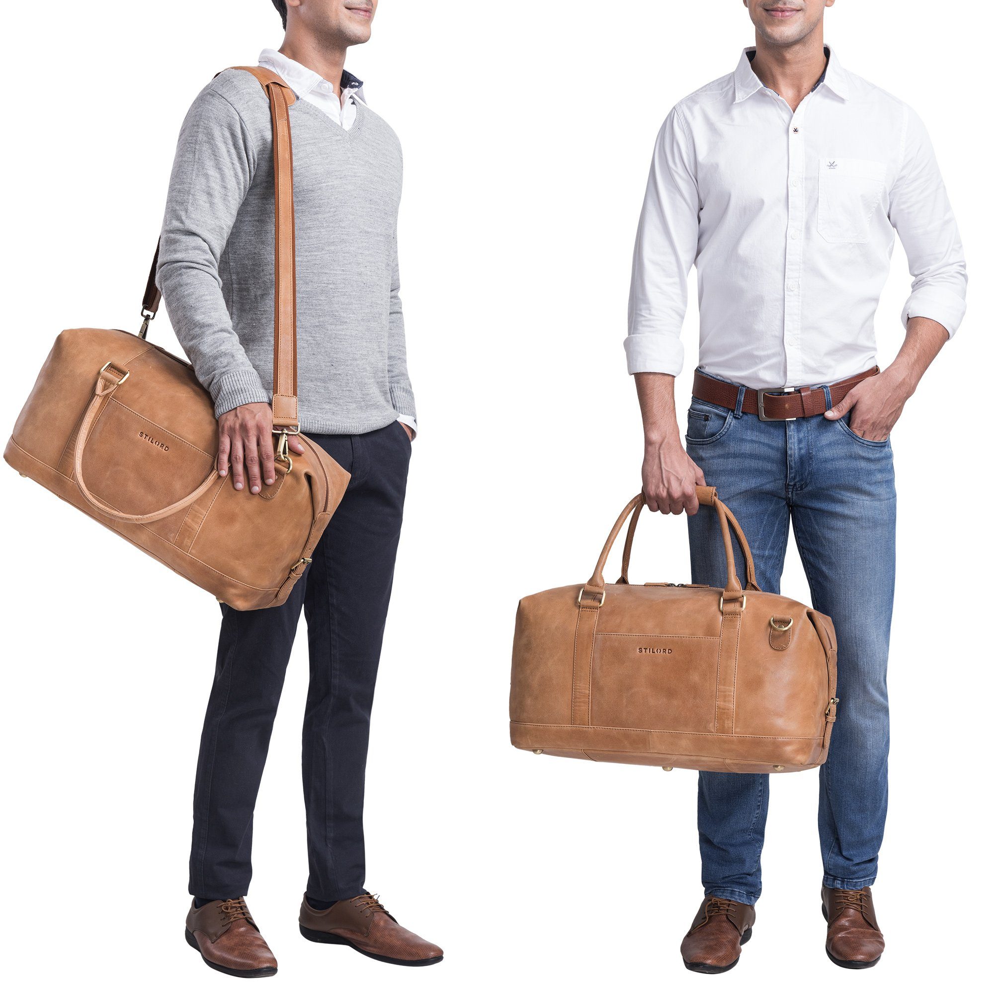 STILORD Weekender "Viator" Leder Reisetasche Weekender im Großformat für Damen Herren