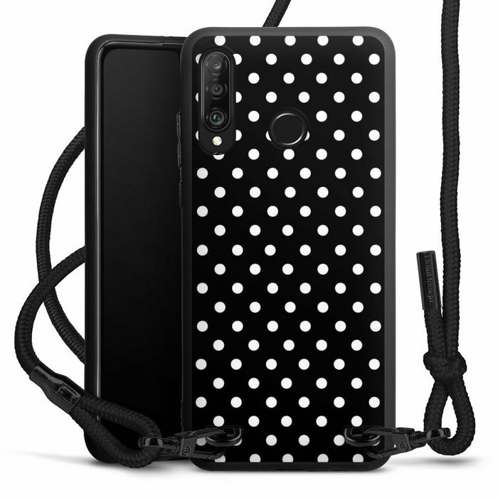 DeinDesign Handyhülle Punkte Retro Polka Dots Polka Dots - schwarz und weiß Huawei P30 Lite Premium Handykette Hülle mit Band Case zum Umhängen