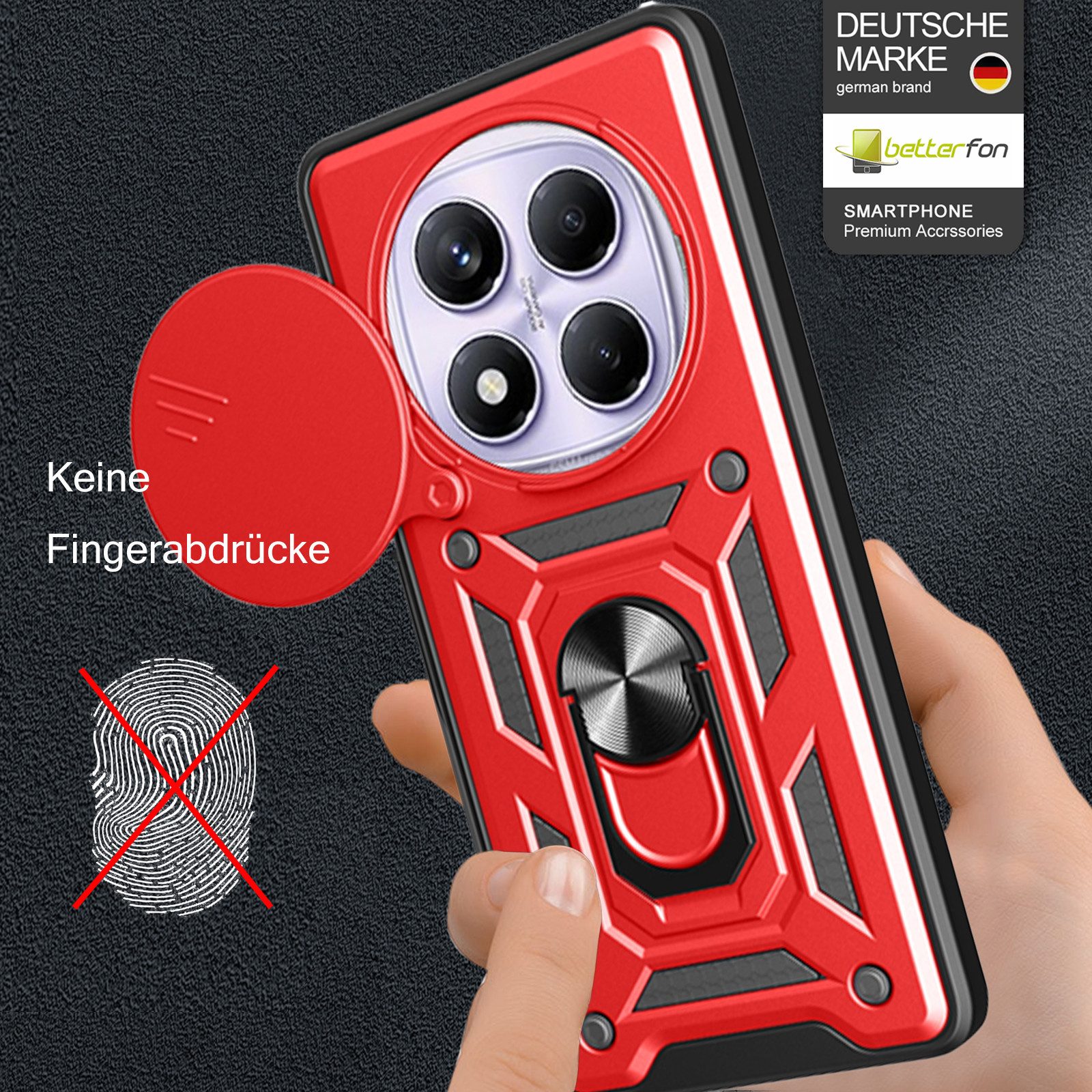 betterfon Handyhülle Panzer Hülle für Poco X7 Outdoor Case mit Kameraschutz, Outdoorhülle mit Ringhalter Smartstand und Silikonkern
